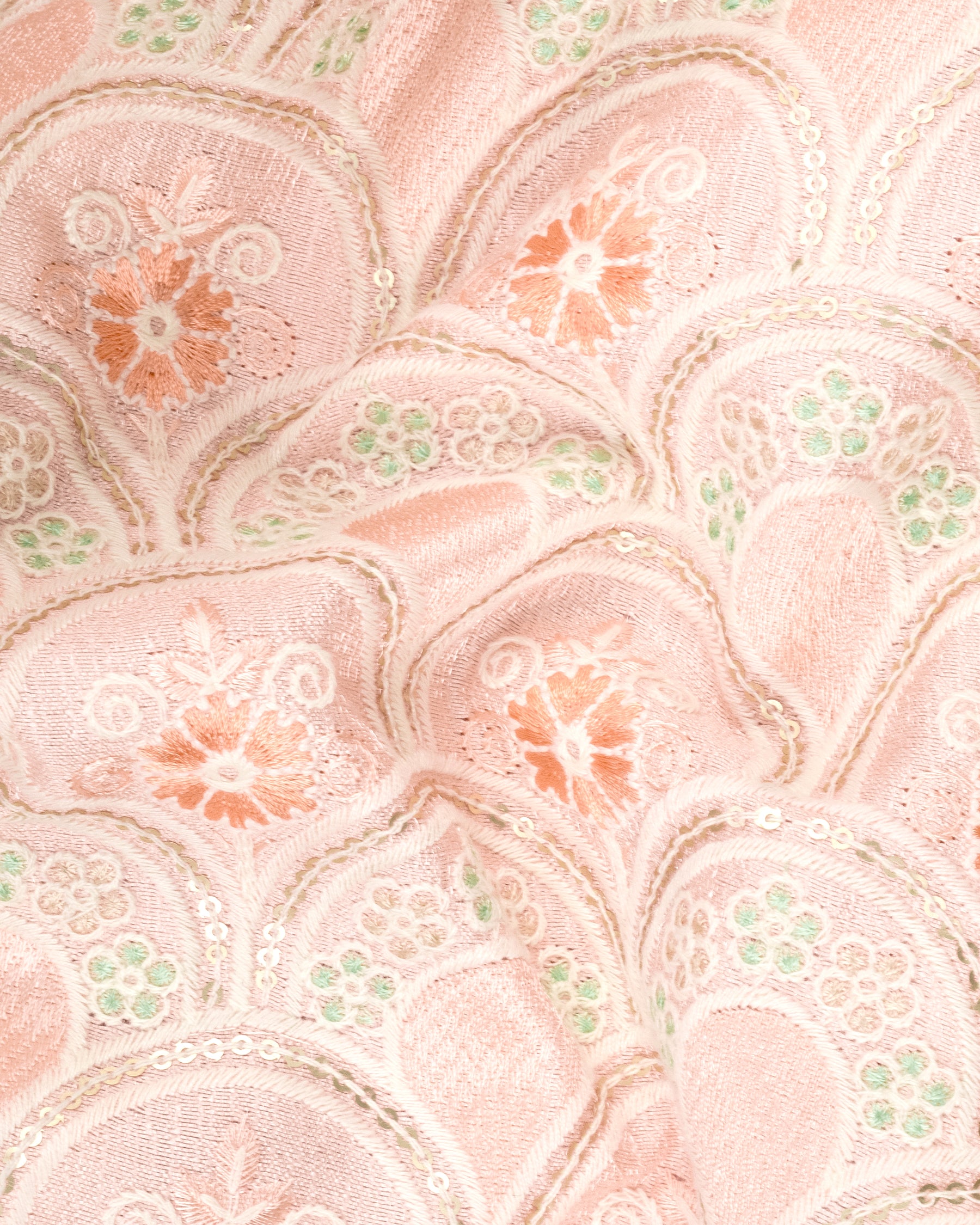 Cosmos Light Pink with Tangerina Orange Cross Placket Cotton Thread Heavy Embroidered Bandhgala Designer Blazer
