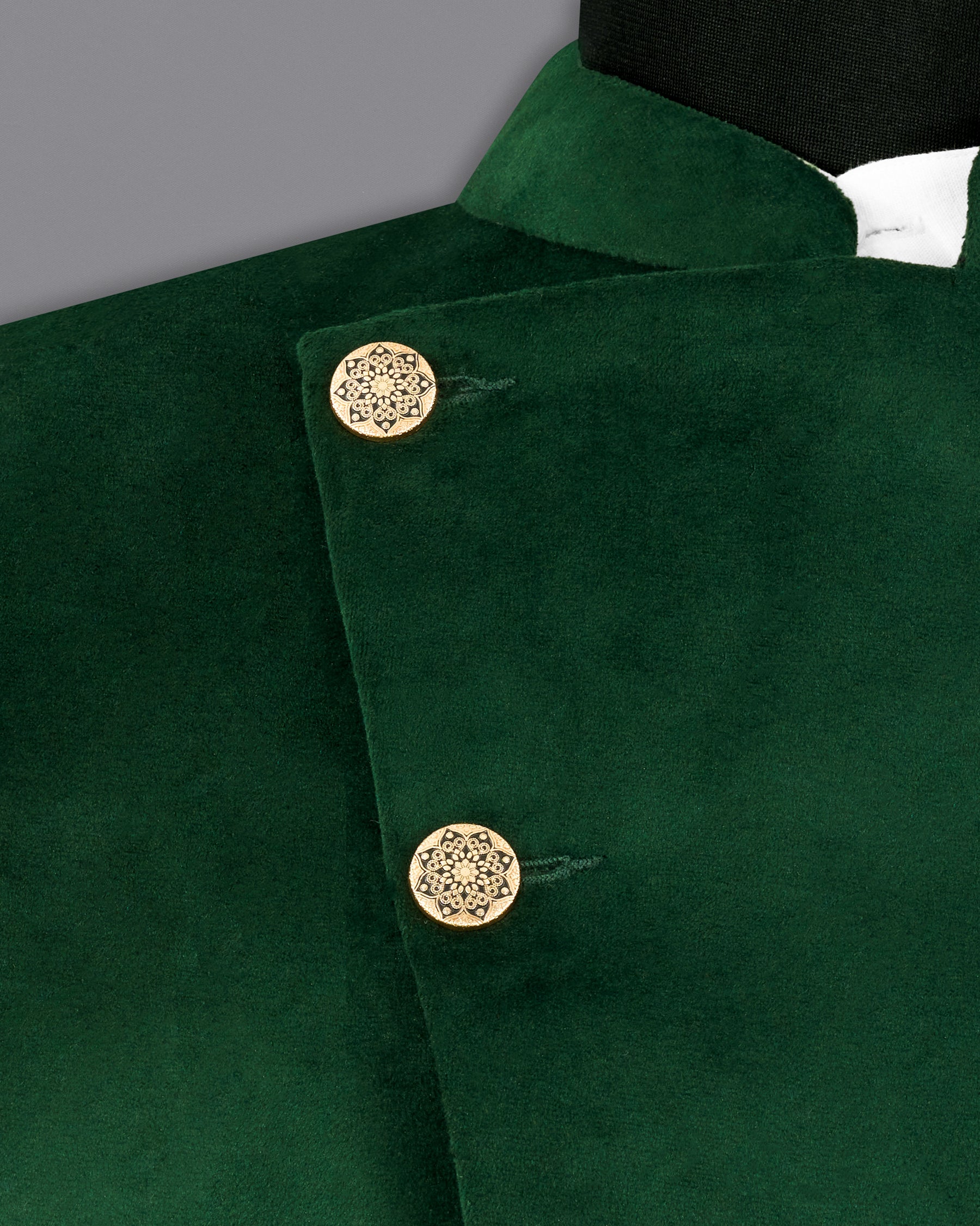 Phthalo Green Cross Placket  Bandhgala Premium Velvet Designer Blazer