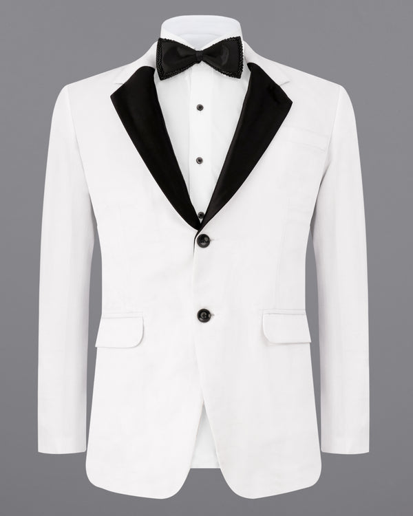 Bright White Single Breasted Premium Velvet Designer Blazer