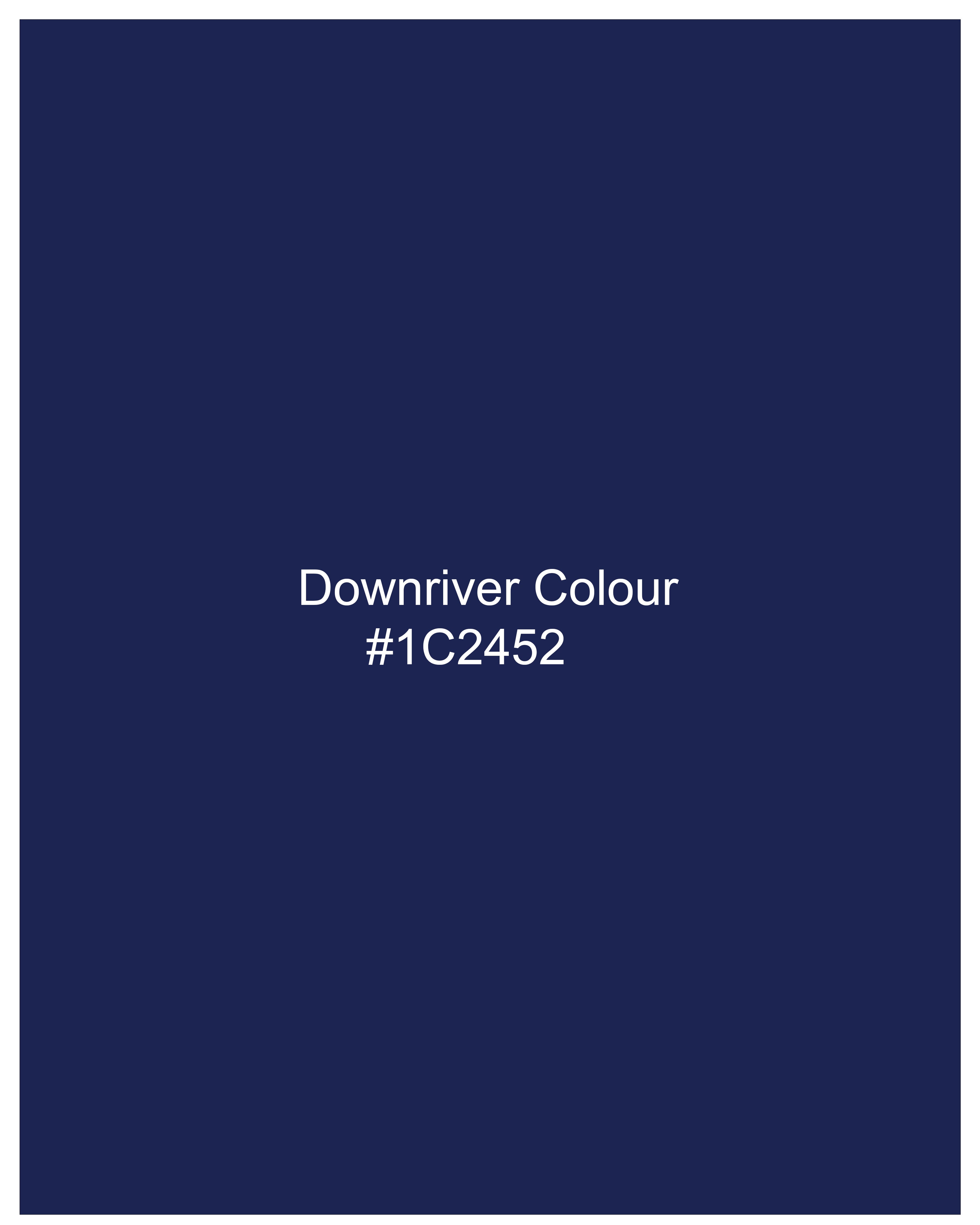 Downriver Navy Blue Single Breasted Velvet Designer Blazer