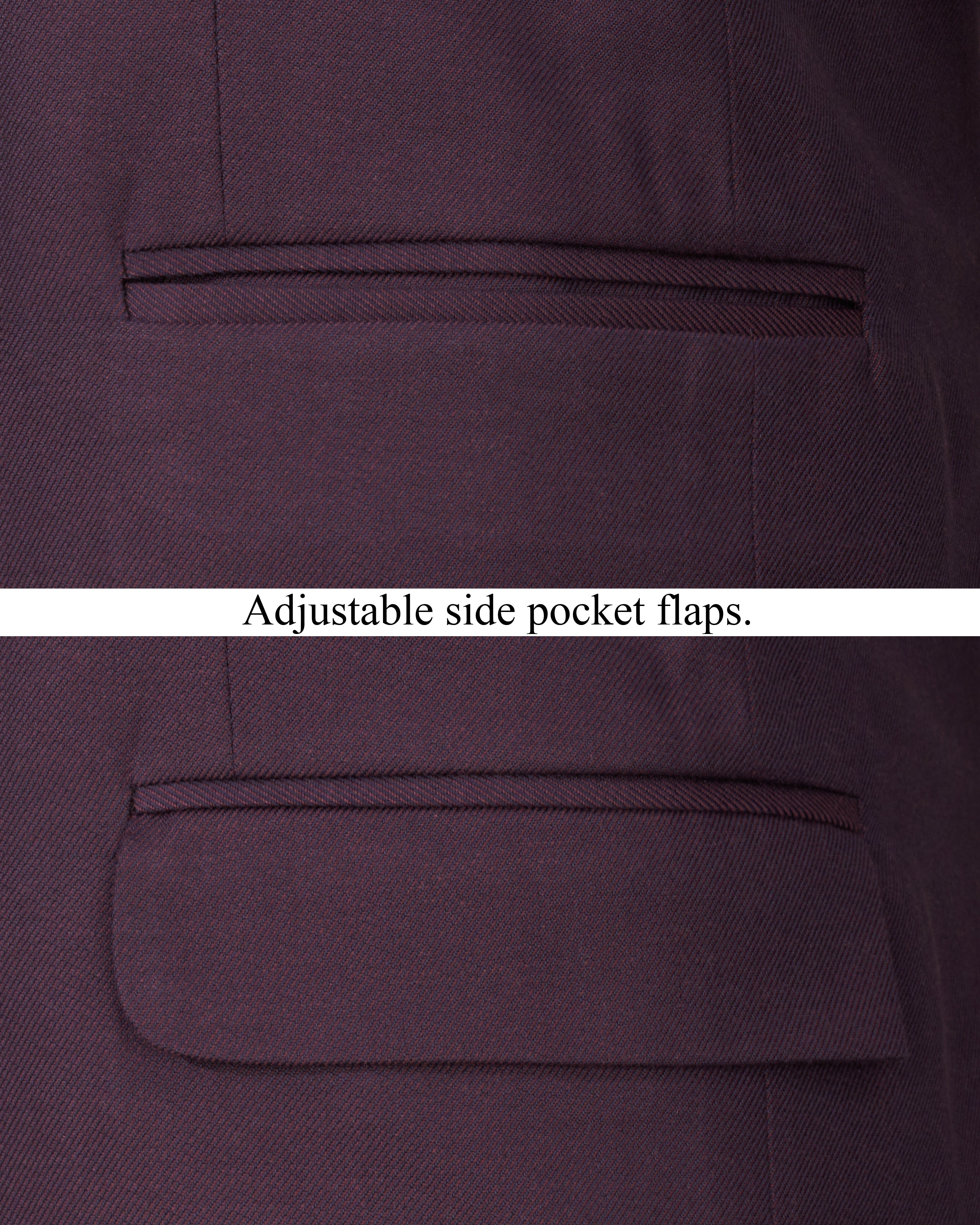 Eclipse Wine Cross Placket Bandhgala Blazer