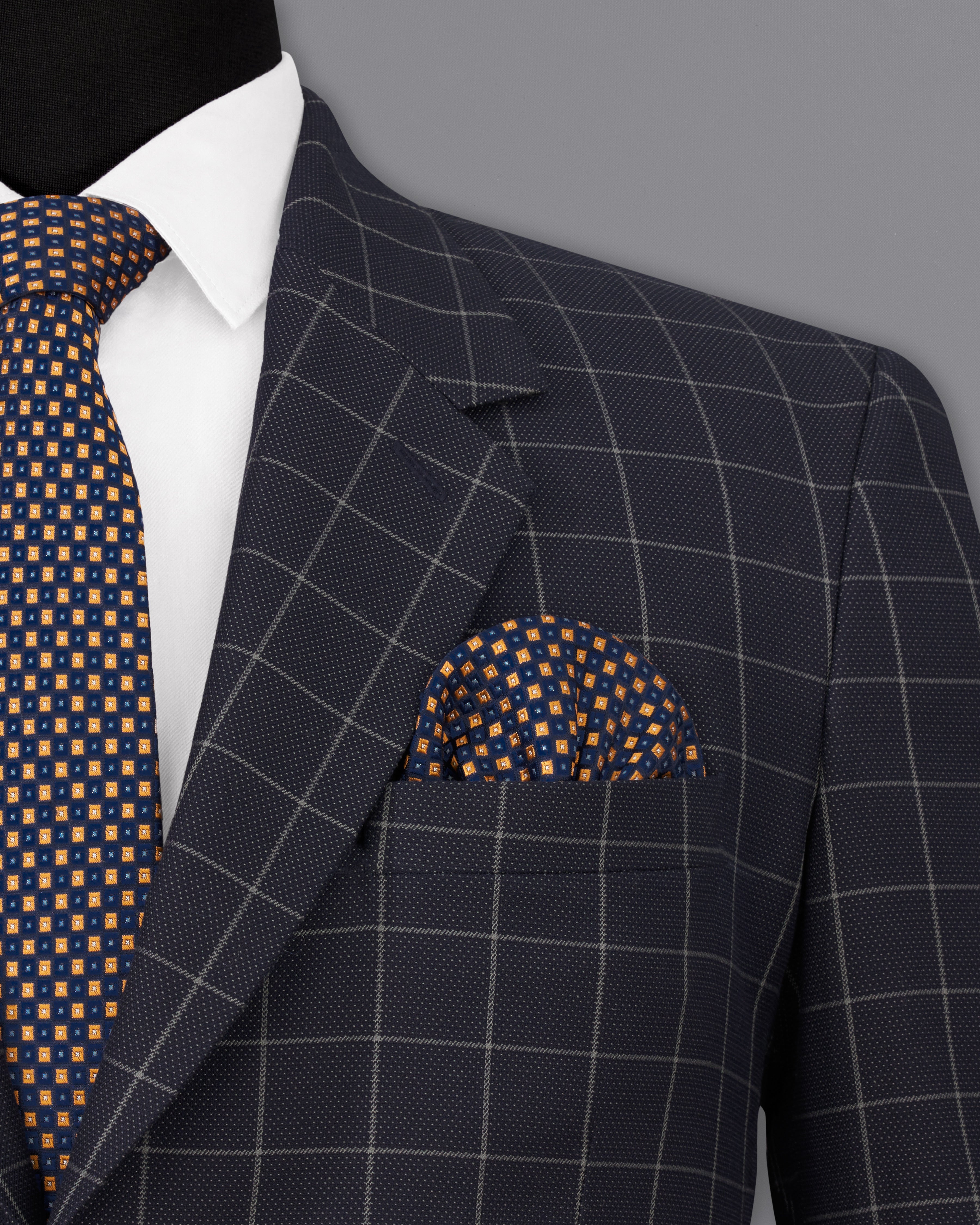 Jaguar Black Windowpane Single Breasted Blazer