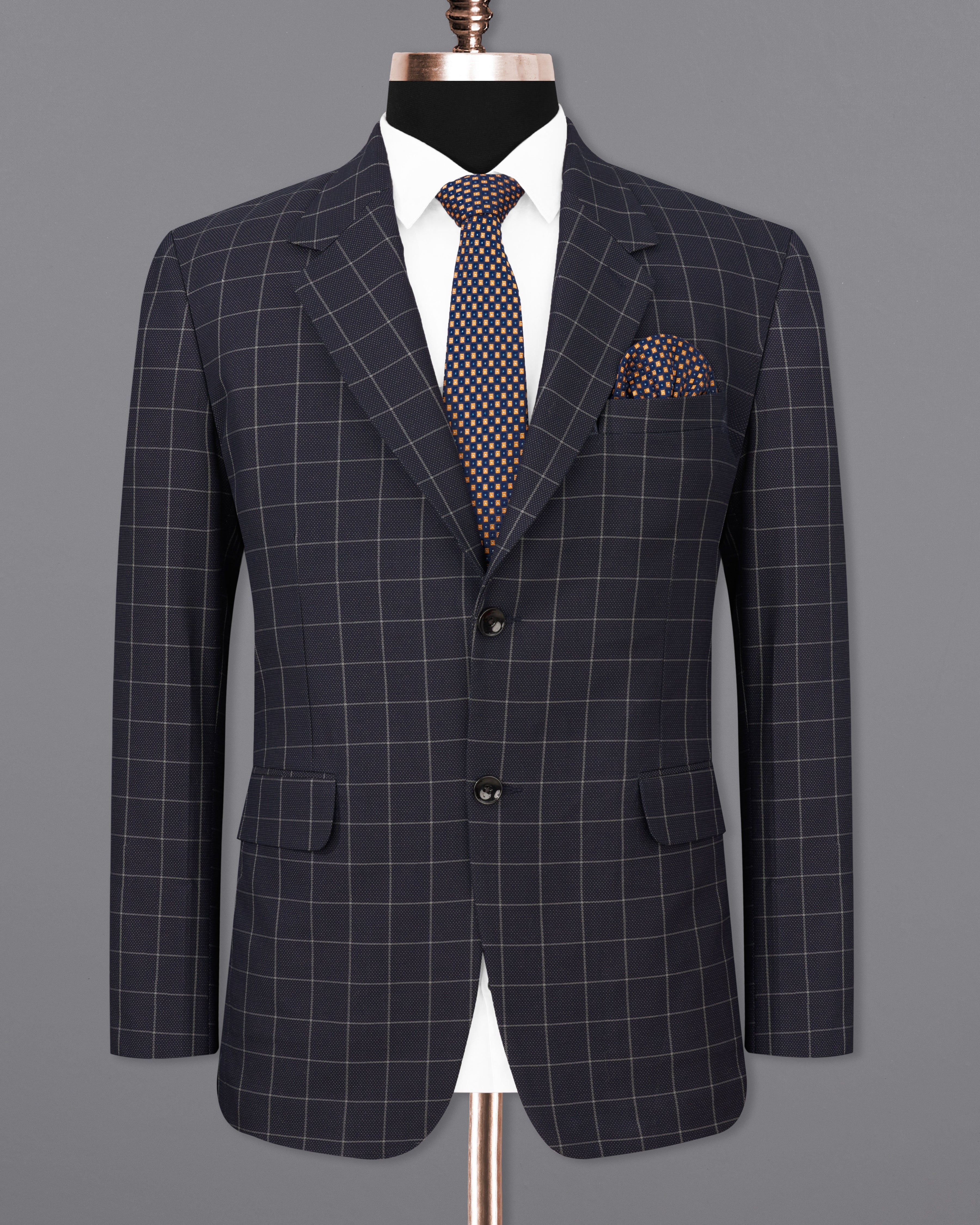 Jaguar Black Windowpane Single Breasted Blazer