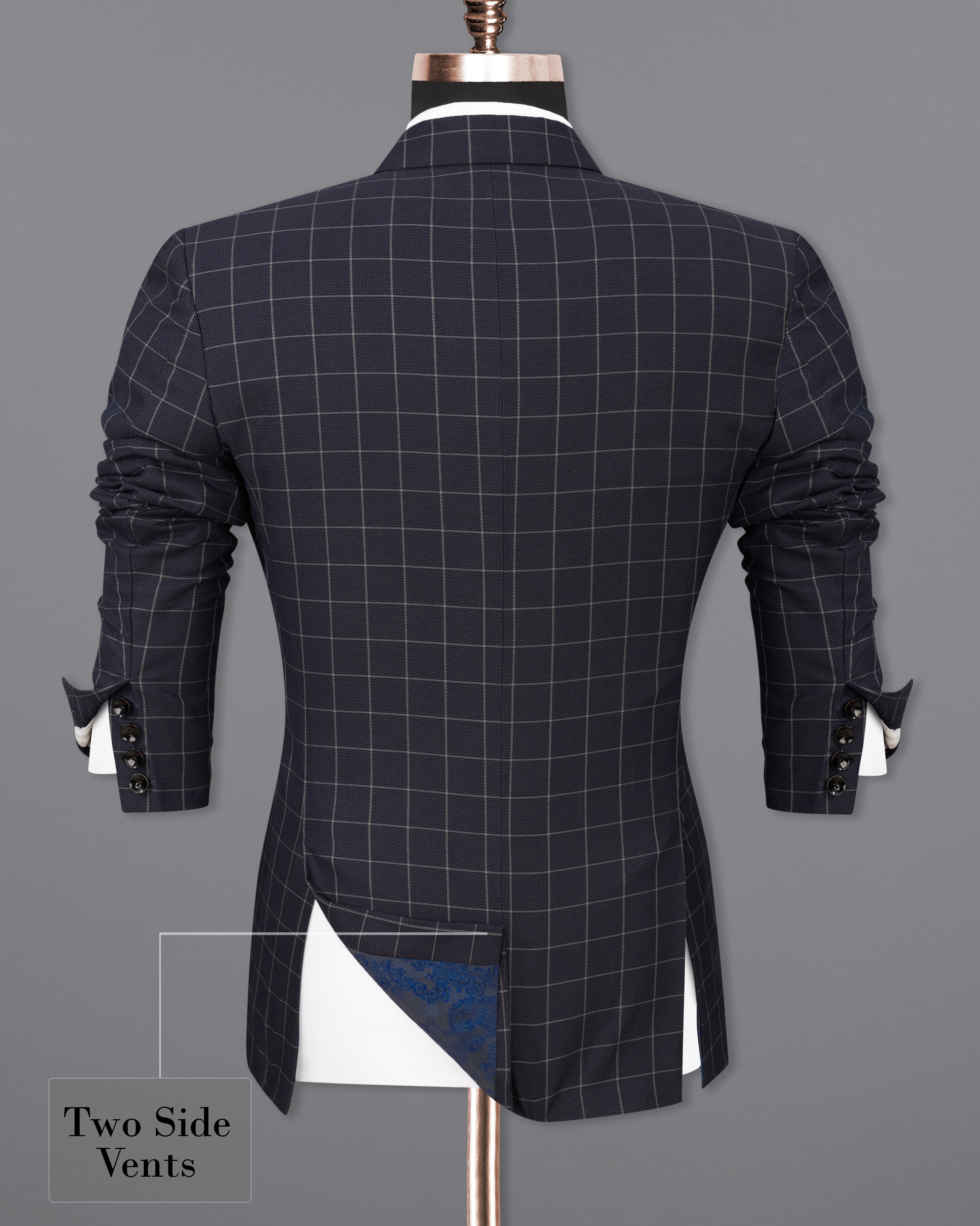 Jaguar Black Windowpane Single Breasted Blazer