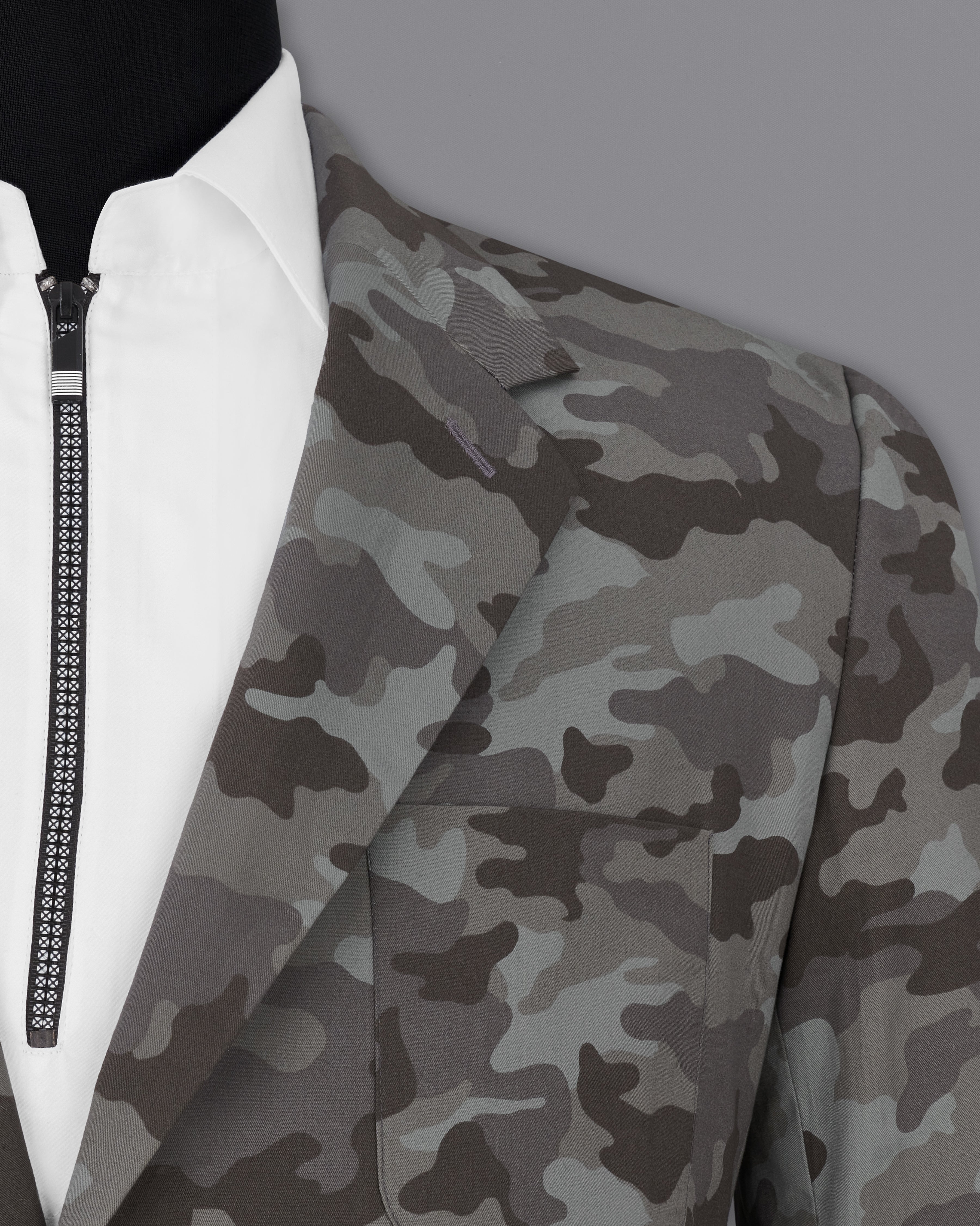 Gravel Gray with Iridium Brown Camouflage Premium Cotton Designer Sports Blazer