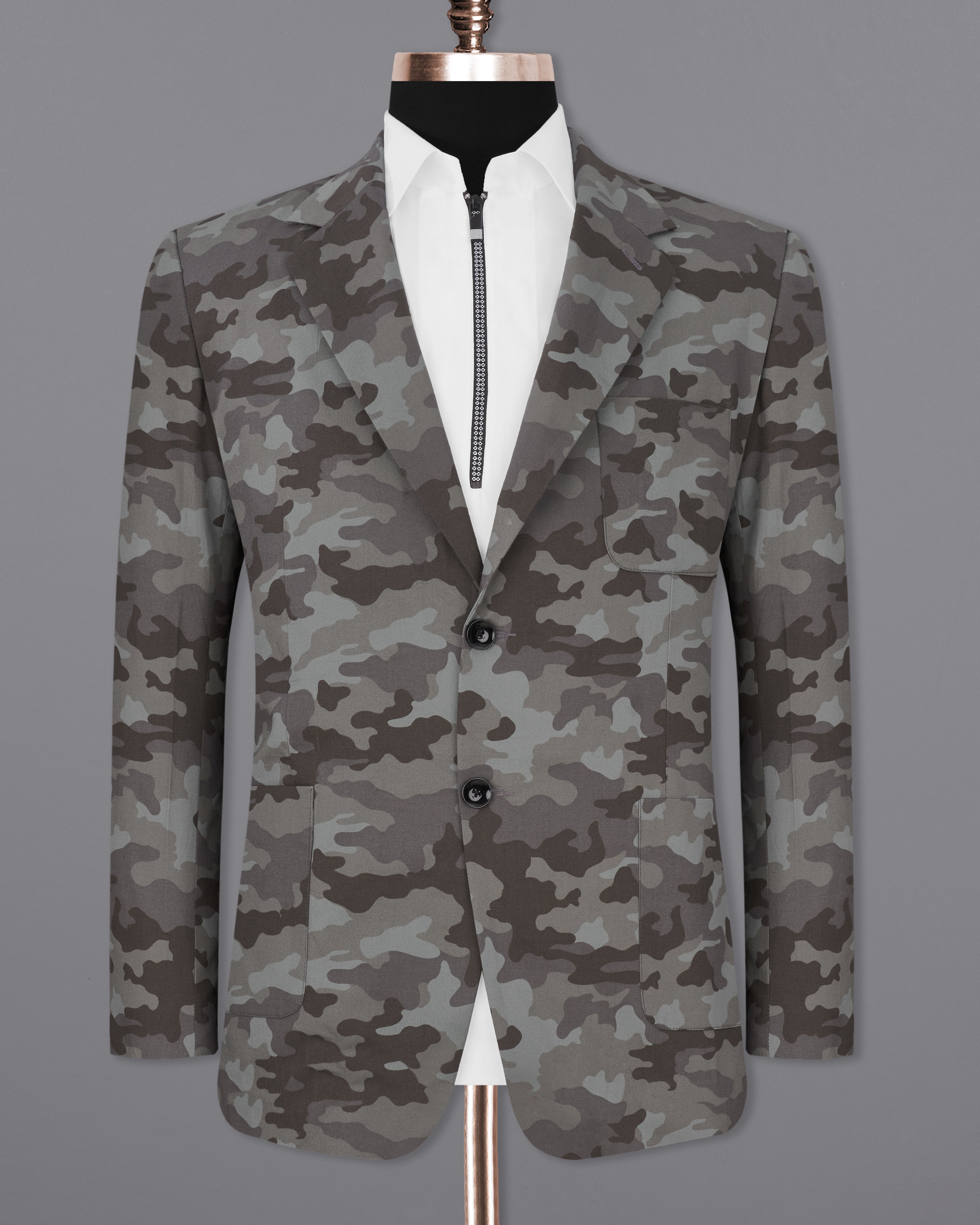 Gravel Gray with Iridium Brown Camouflage Premium Cotton Designer Sports Blazer BL2301-SB-PP-36, BL2301-SB-PP-38, BL2301-SB-PP-40, BL2301-SB-PP-42, BL2301-SB-PP-44, BL2301-SB-PP-46, BL2301-SB-PP-48, BL2301-SB-PP-50, BL2301-SB-PP-52, BL2301-SB-PP-54, BL2301-SB-PP-56, BL2301-SB-PP-58, BL2301-SB-PP-60