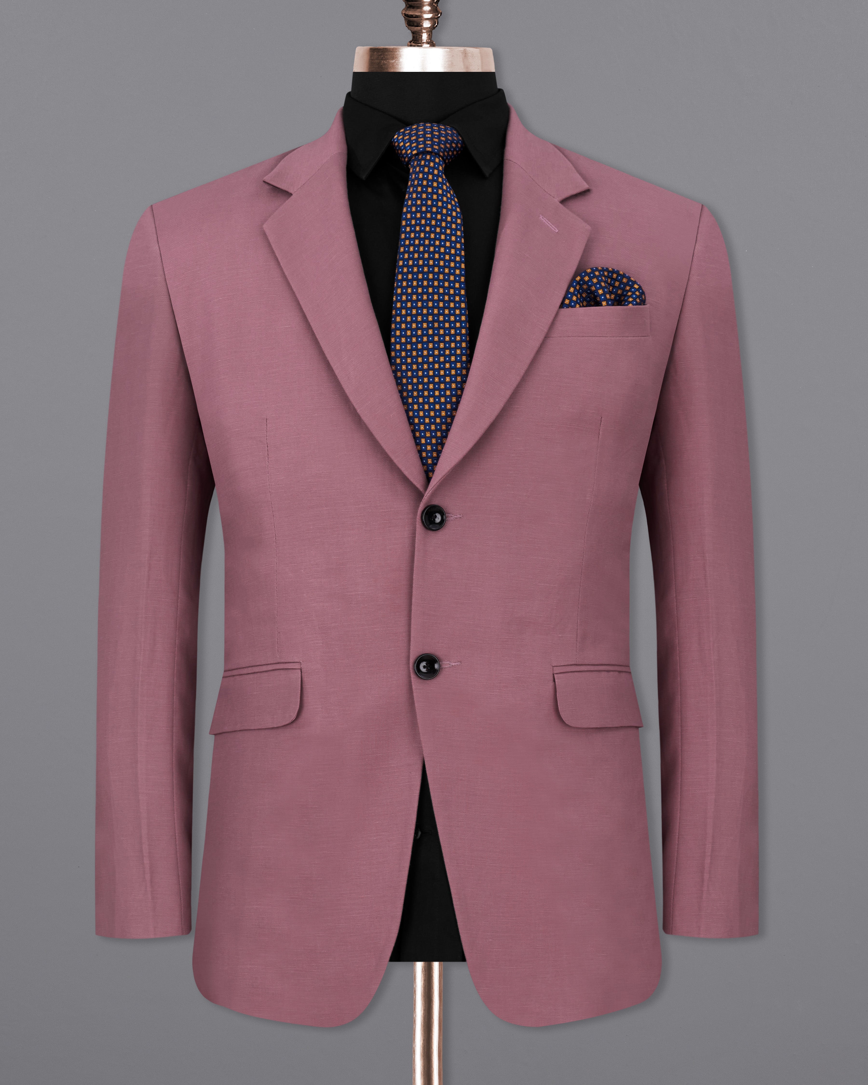 Dark Chestnut Pink Single Breasted Luxurious Linen Blazer BL2313-SB-36, BL2313-SB-38, BL2313-SB-40, BL2313-SB-42, BL2313-SB-44, BL2313-SB-46, BL2313-SB-48, BL2313-SB-50, BL2313-SB-52, BL2313-SB-54, BL2313-SB-56, BL2313-SB-58, BL2313-SB-60		