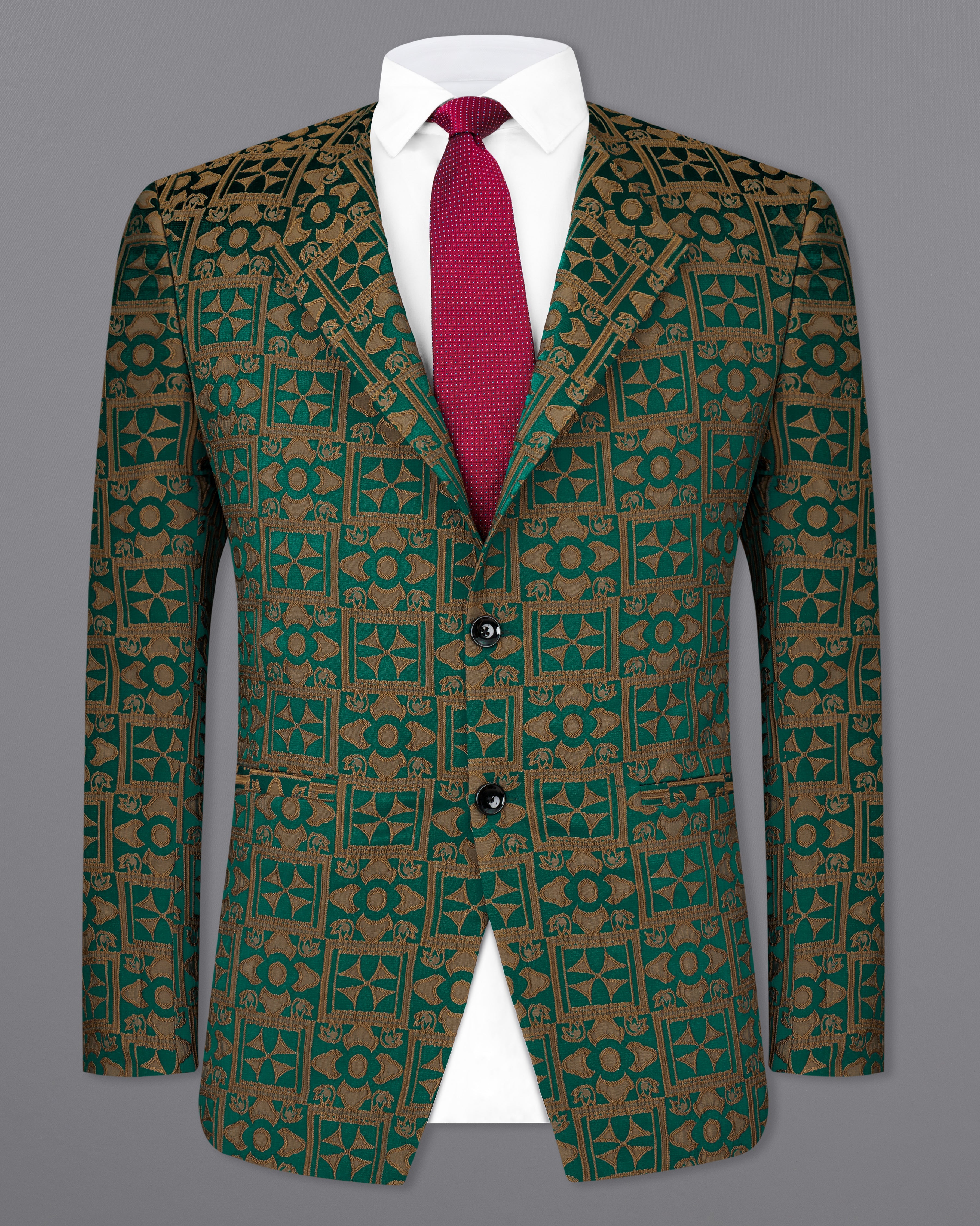 Everglade Green with Millbrook Brown Embroidered Blazer BL2355-SB-36, BL2355-SB-38, BL2355-SB-40, BL2355-SB-42, BL2355-SB-44, BL2355-SB-46, BL2355-SB-48, BL2355-SB-50, BL2355-SB-52, BL2355-SB-54, BL2355-SB-56, BL2355-SB-58, BL2355-SB-60