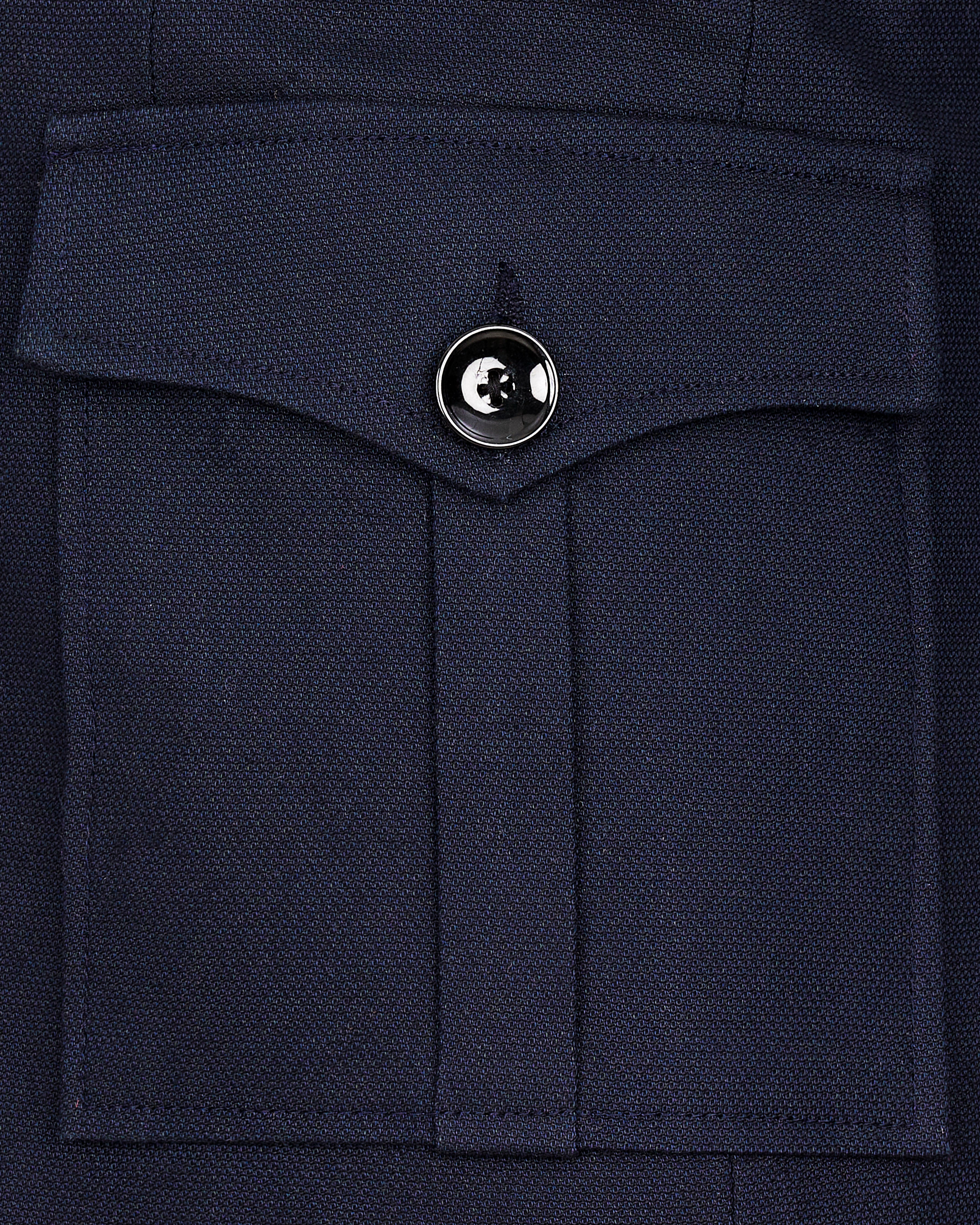 Thunder Navy Blue Premium Cotton Designer Blazer with Functional Belt Fastening