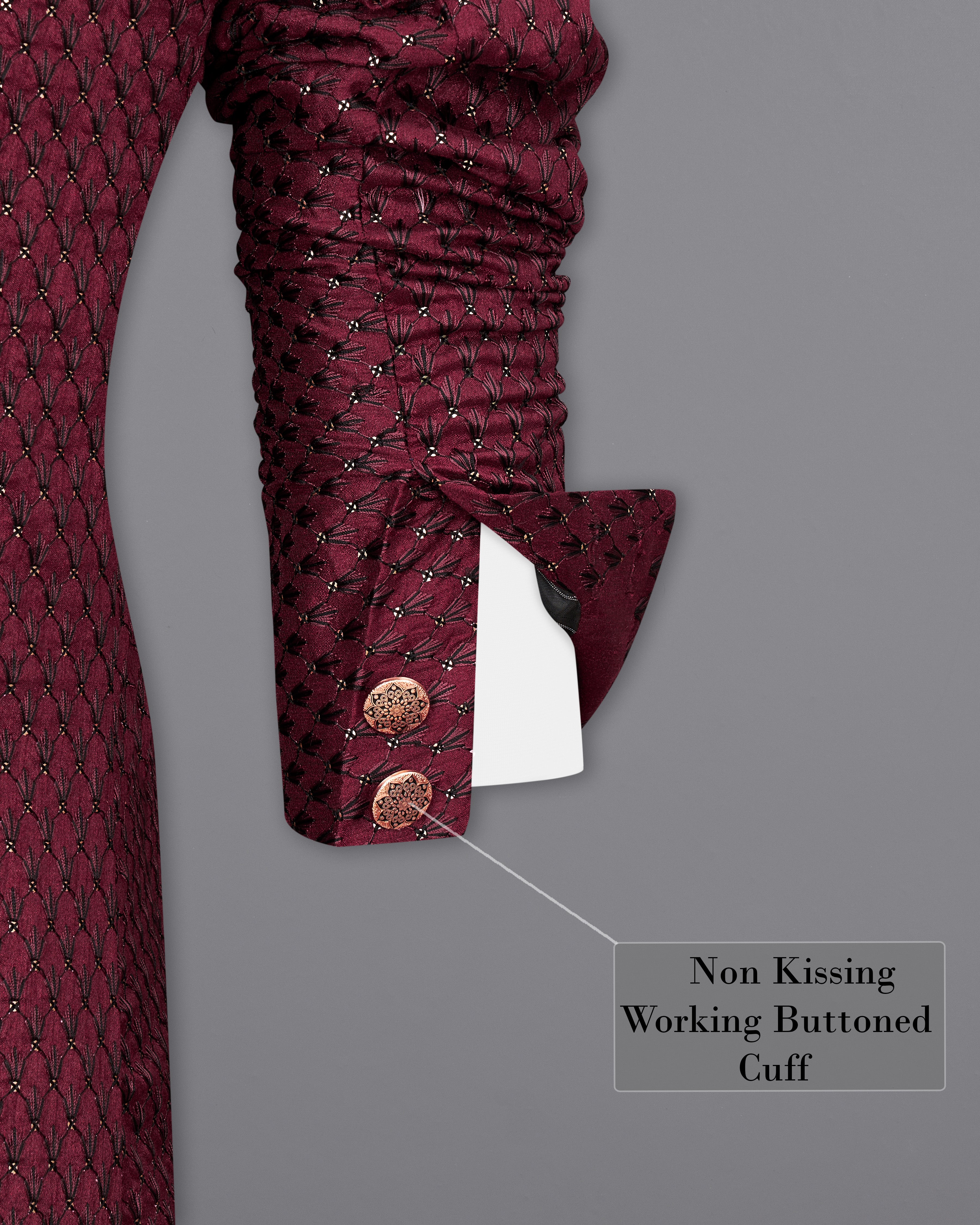 Espresso Maroon Embroidered with Sequins Work Bandhgala Blazer