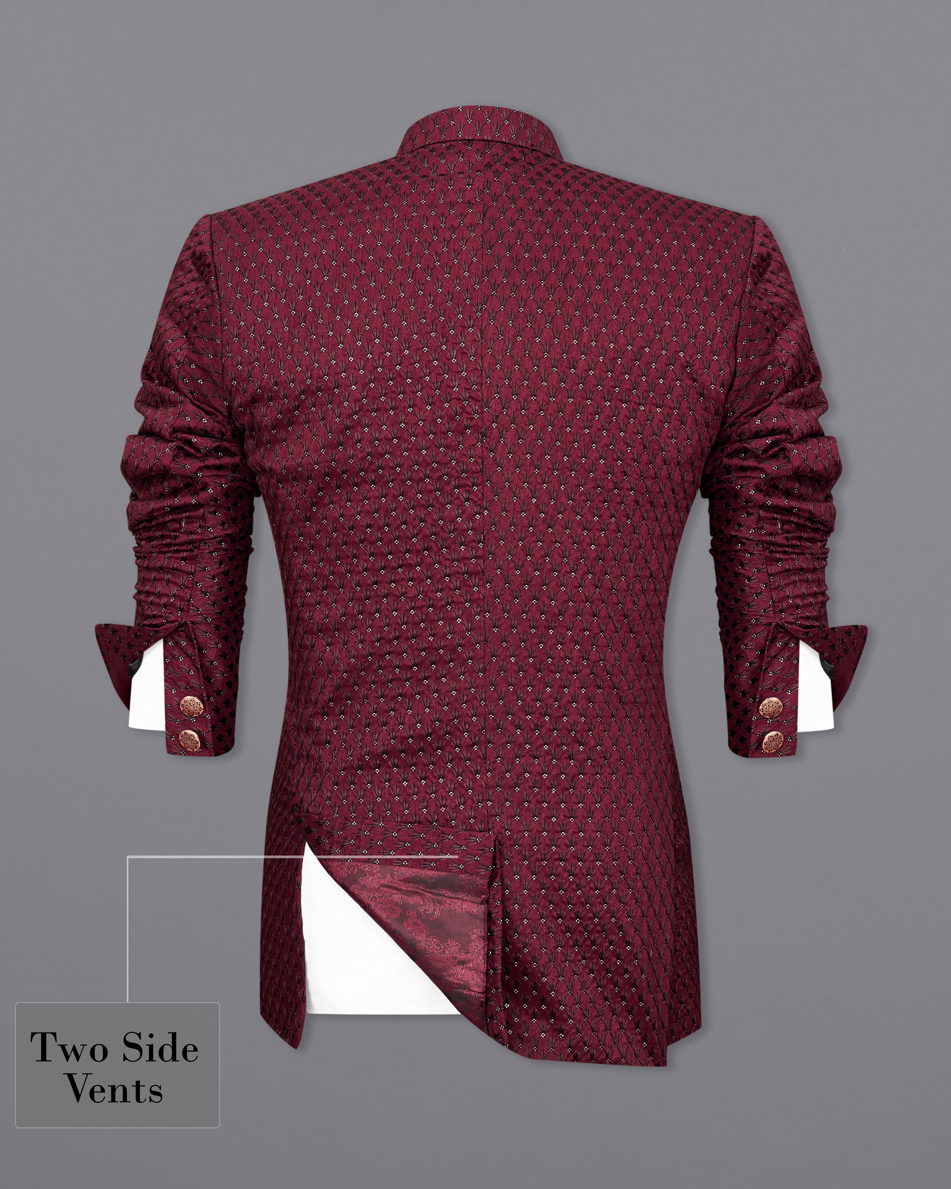 Espresso Maroon Embroidered with Sequins Work Bandhgala Blazer