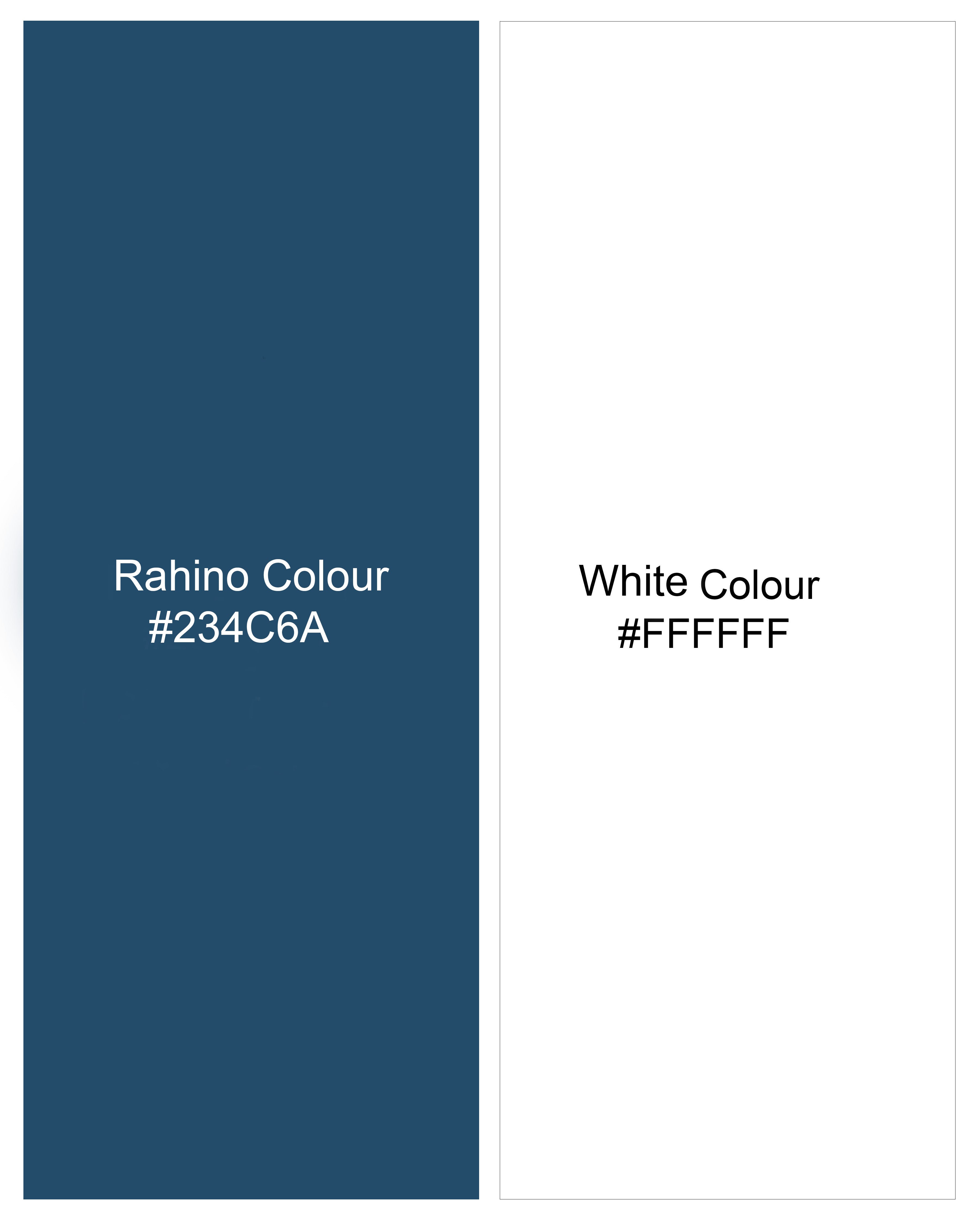 Rhino Blue with White Embroidered Bandhgala Blazer
