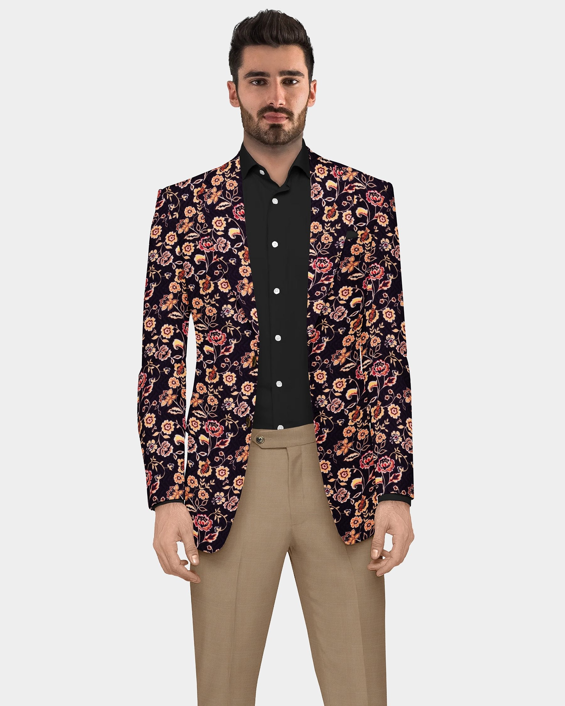 Jade Black Flower Print Premium Designer Blazer