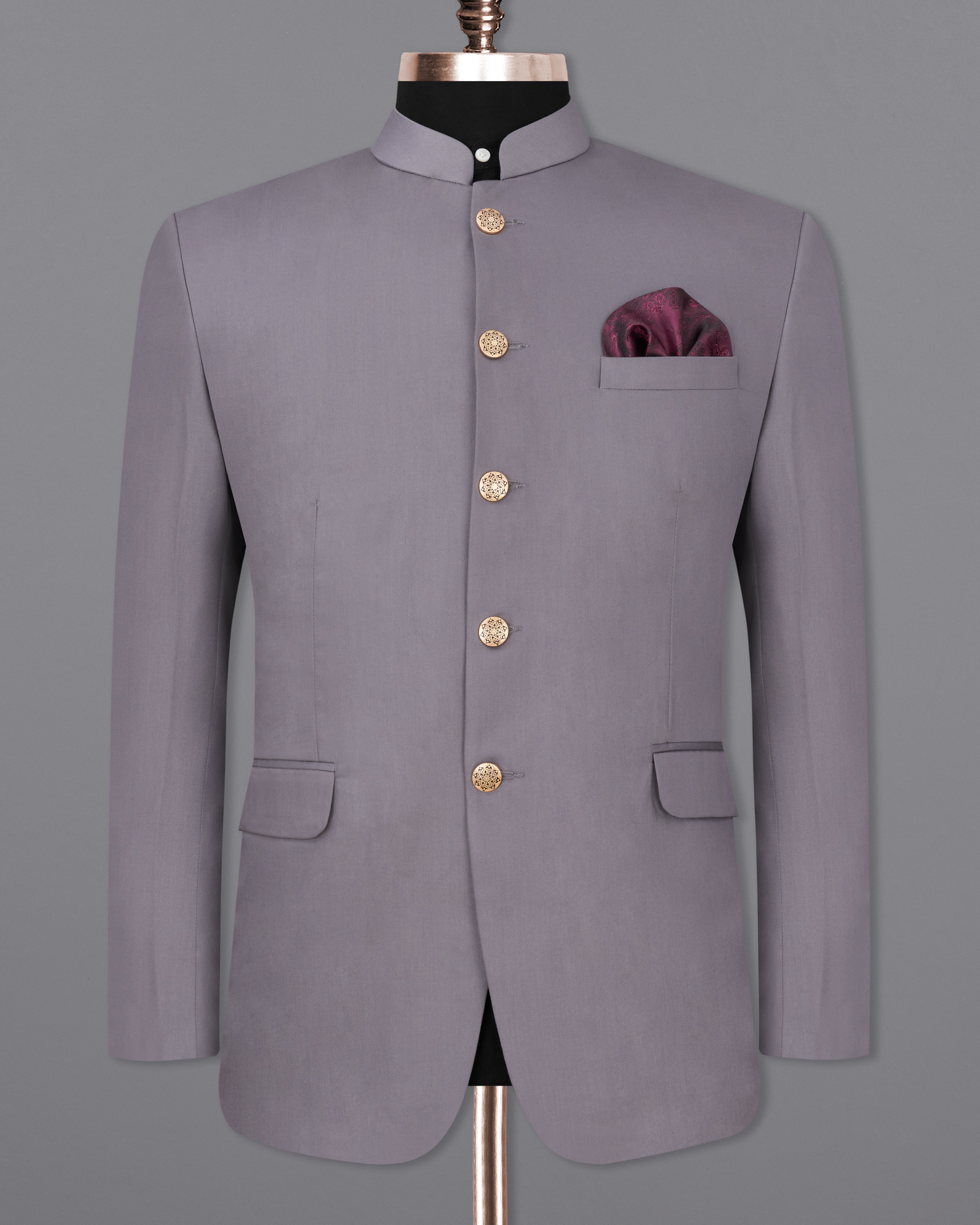 Light Gray Bandhgala Blazer BL2449-BG-36, BL2449-BG-38, BL2449-BG-40, BL2449-BG-42, BL2449-BG-44, BL2449-BG-46, BL2449-BG-48, BL2449-BG-50, BL2449-BG-52, BL2449-BG-54, BL2449-BG-56, BL2449-BG-58, BL2449-BG-60