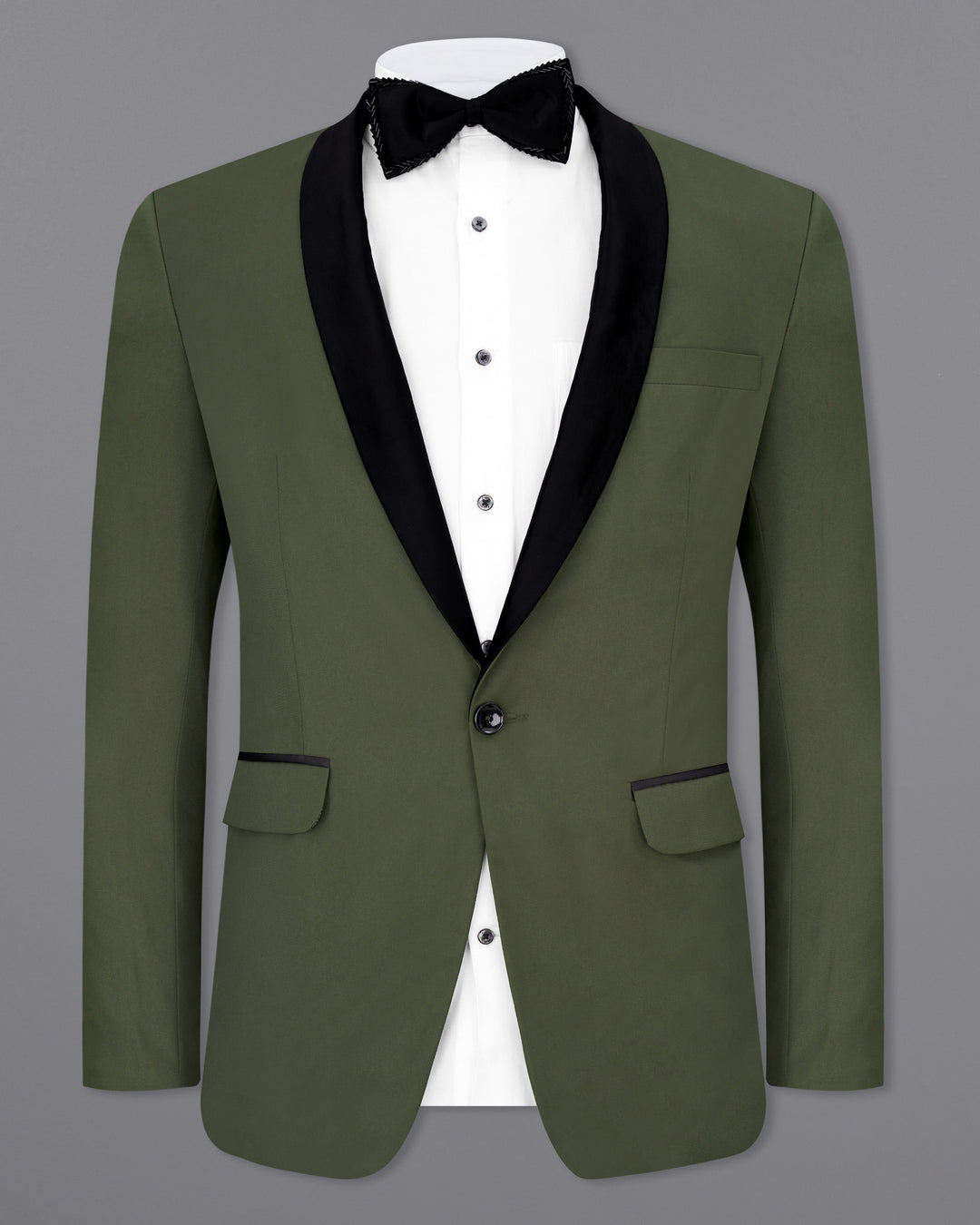 TWILL GREEN TUXEDO BLAZER