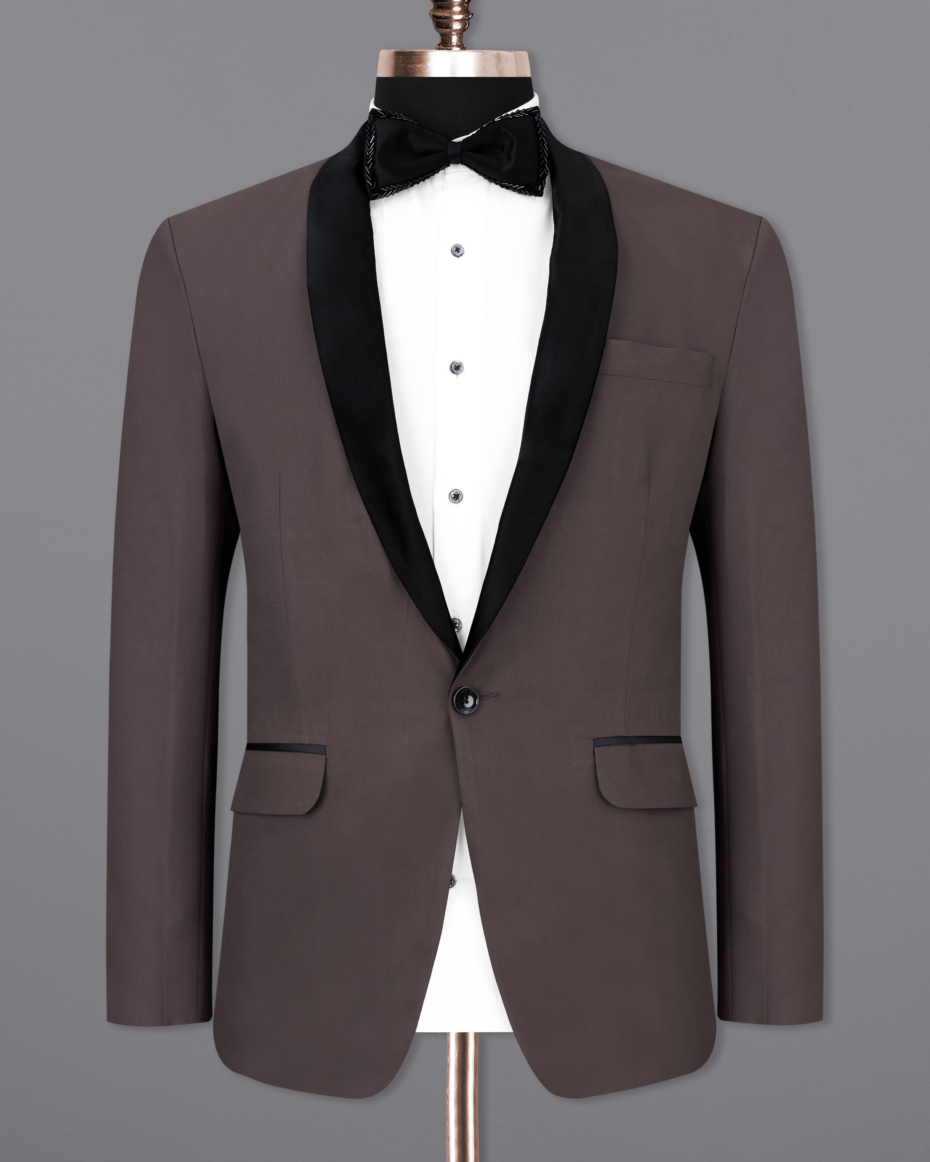 Coffee Brown Tuxedo Blazer BL2470-BKL-36, BL2470-BKL-38, BL2470-BKL-40, BL2470-BKL-42, BL2470-BKL-44, BL2470-BKL-46, BL2470-BKL-48, BL2470-BKL-50, BL2470-BKL-52, BL2470-BKL-54, BL2470-BKL-56, BL2470-BKL-58, BL2470-BKL-60		