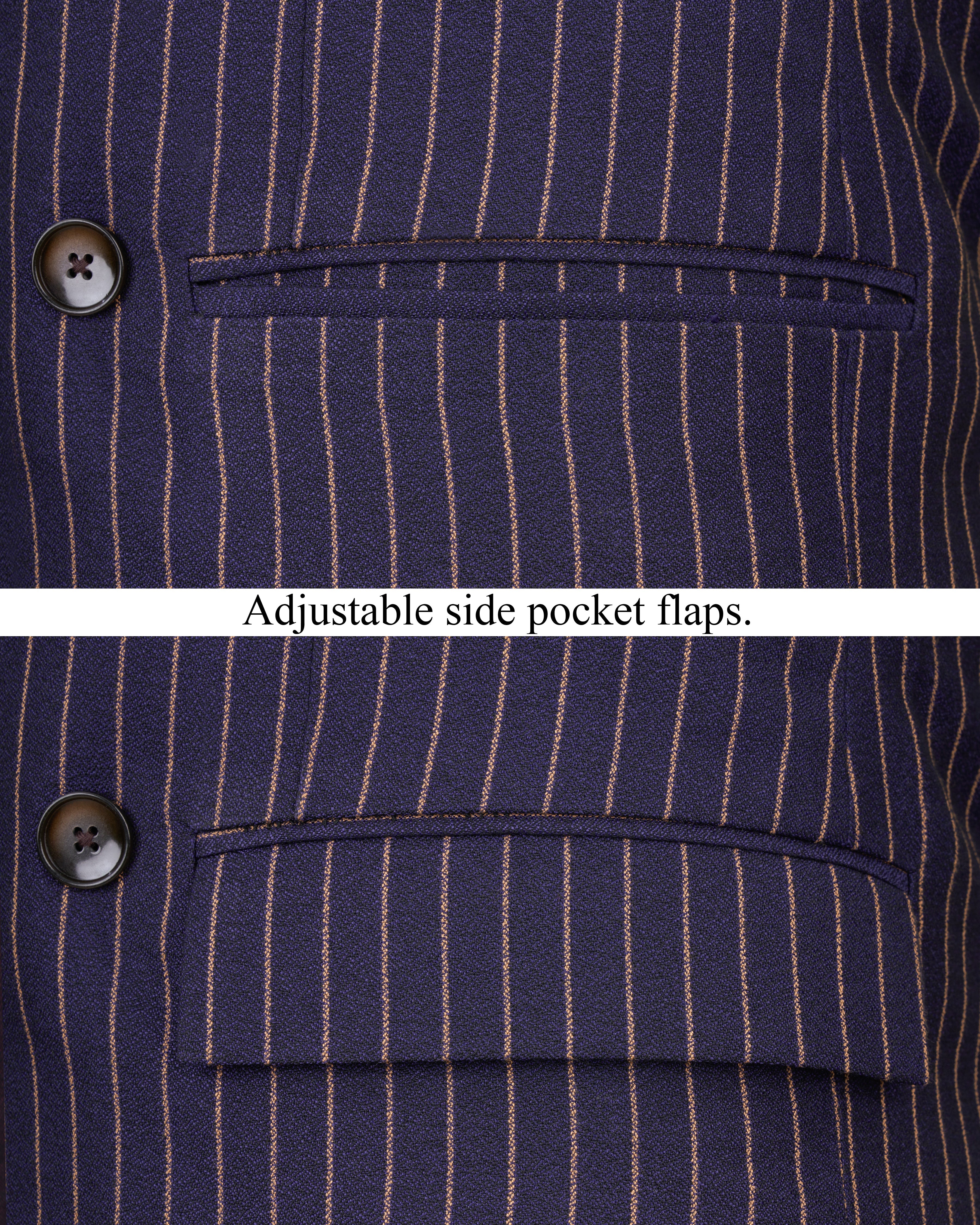 Tuna Navy Blue with Coral Reef Brown Striped Double-Breasted Blazer BL2480-DB-36, BL2480-DB-38, BL2480-DB-40, BL2480-DB-42, BL2480-DB-44, BL2480-DB-46, BL2480-DB-48, BL2480-DB-50, BL2480-DB-52, BL2480-DB-54, BL2480-DB-56, BL2480-DB-58, BL2480-DB-60