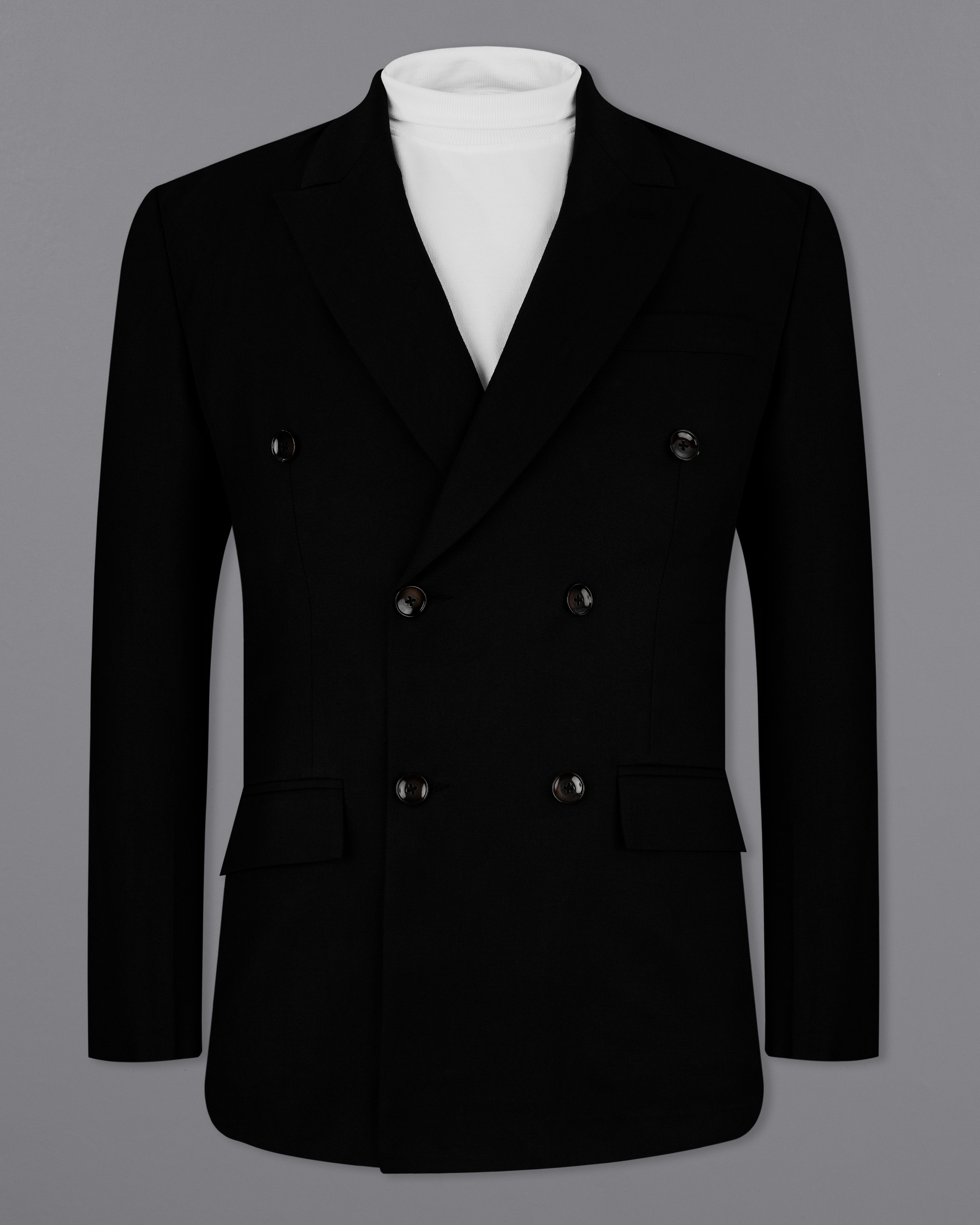 Double breasted blazer mens black best sale