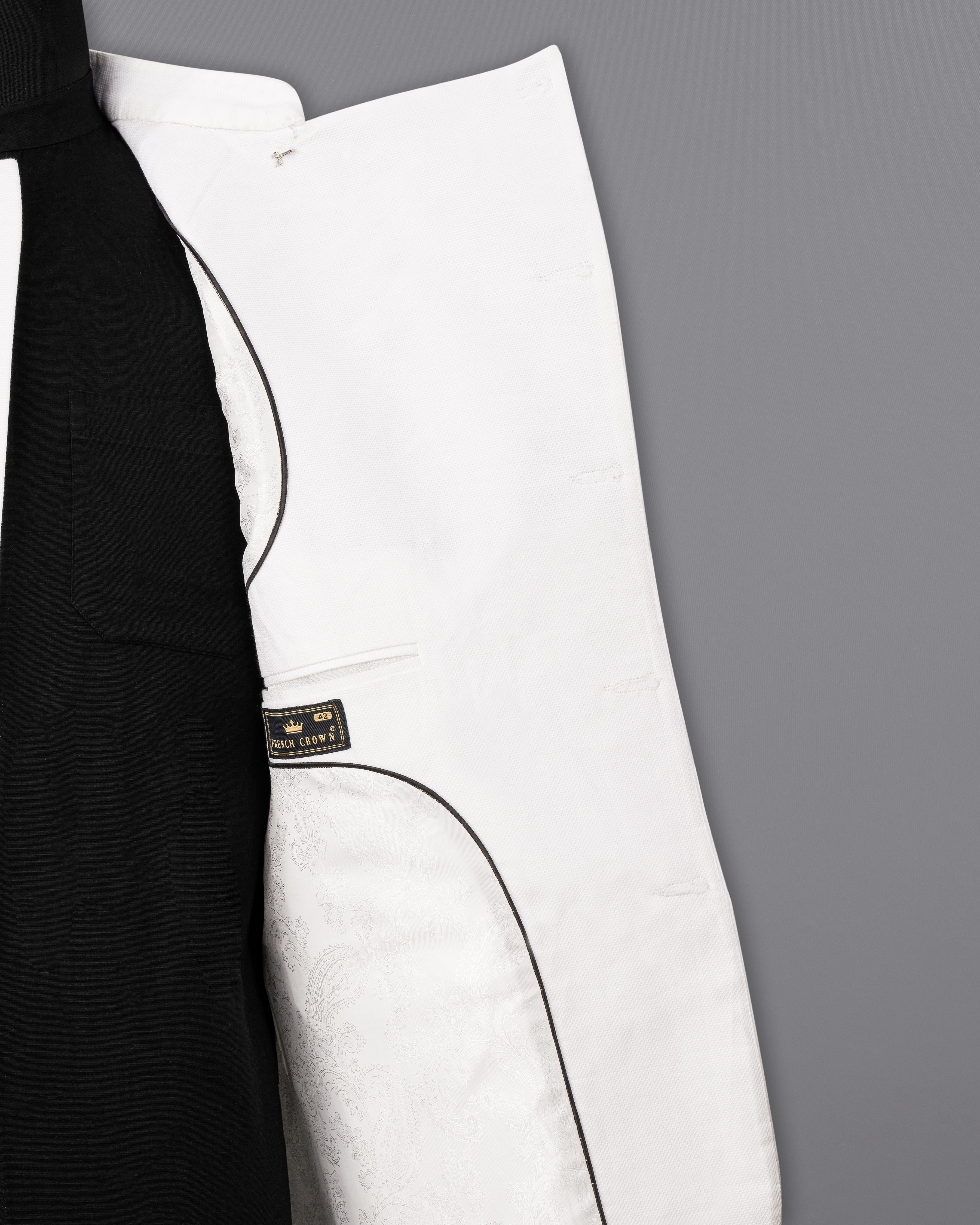 Bright White Cross Buttoned Premium Cotton Bandhgala Blazer BL2487-CBG3-36, BL2487-CBG3-38, BL2487-CBG3-40, BL2487-CBG3-42, BL2487-CBG3-44, BL2487-CBG3-46, BL2487-CBG3-48, BL2487-CBG3-50, BL2487-CBG3-52, BL2487-CBG3-54, BL2487-CBG3-56, BL2487-CBG3-58, BL2487-CBG3-60