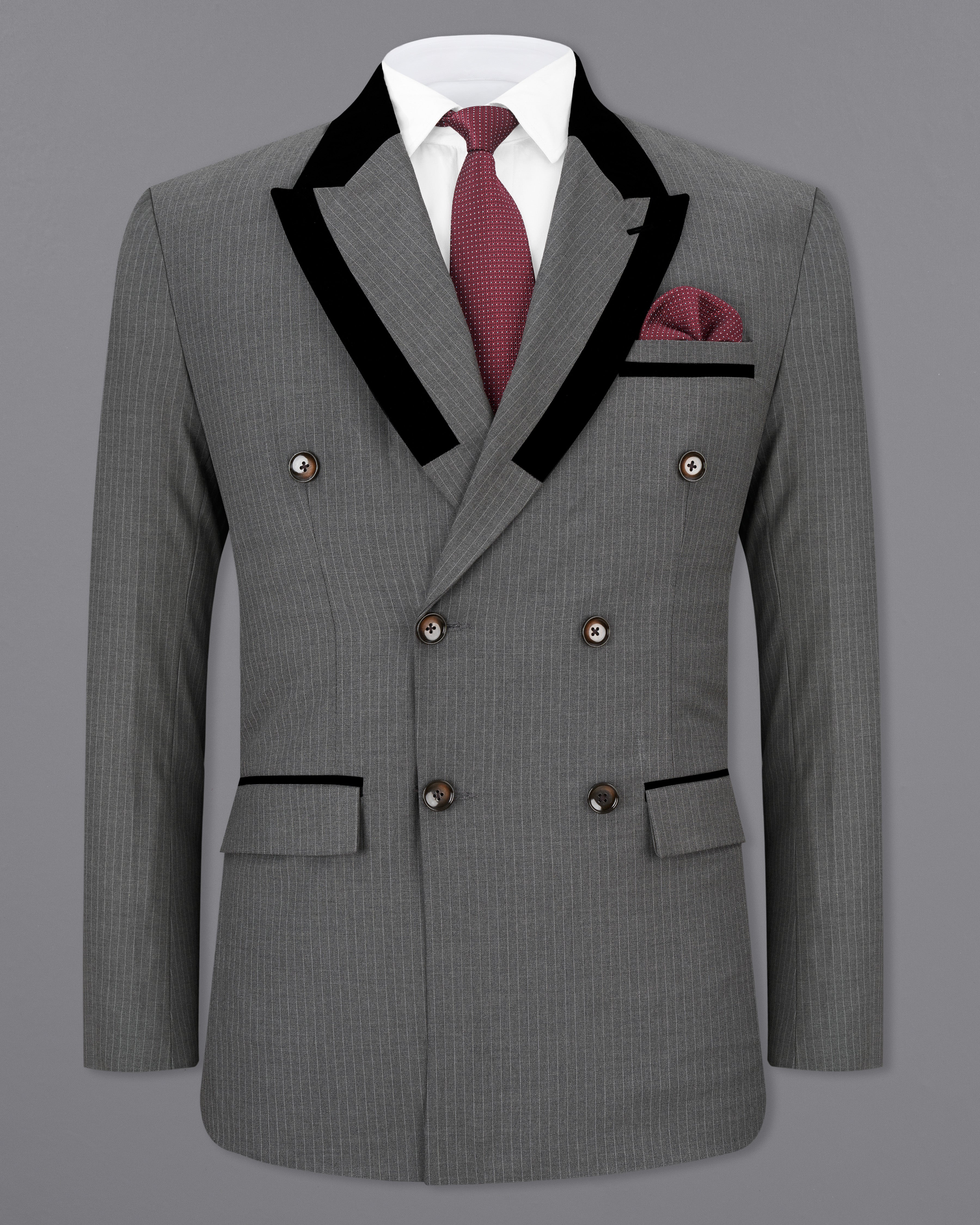Ironside Gray Striped Double Breasted Designer Blazer BL2539-DB-D245-36, BL2539-DB-D245-38, BL2539-DB-D245-40, BL2539-DB-D245-42, BL2539-DB-D245-44, BL2539-DB-D245-46, BL2539-DB-D245-48, BL2539-DB-D245-50, BL2539-DB-D245-53, BL2539-DB-D245-54, BL2539-DB-D245-56, BL2539-DB-D245-58, BL2539-DB-D245-60