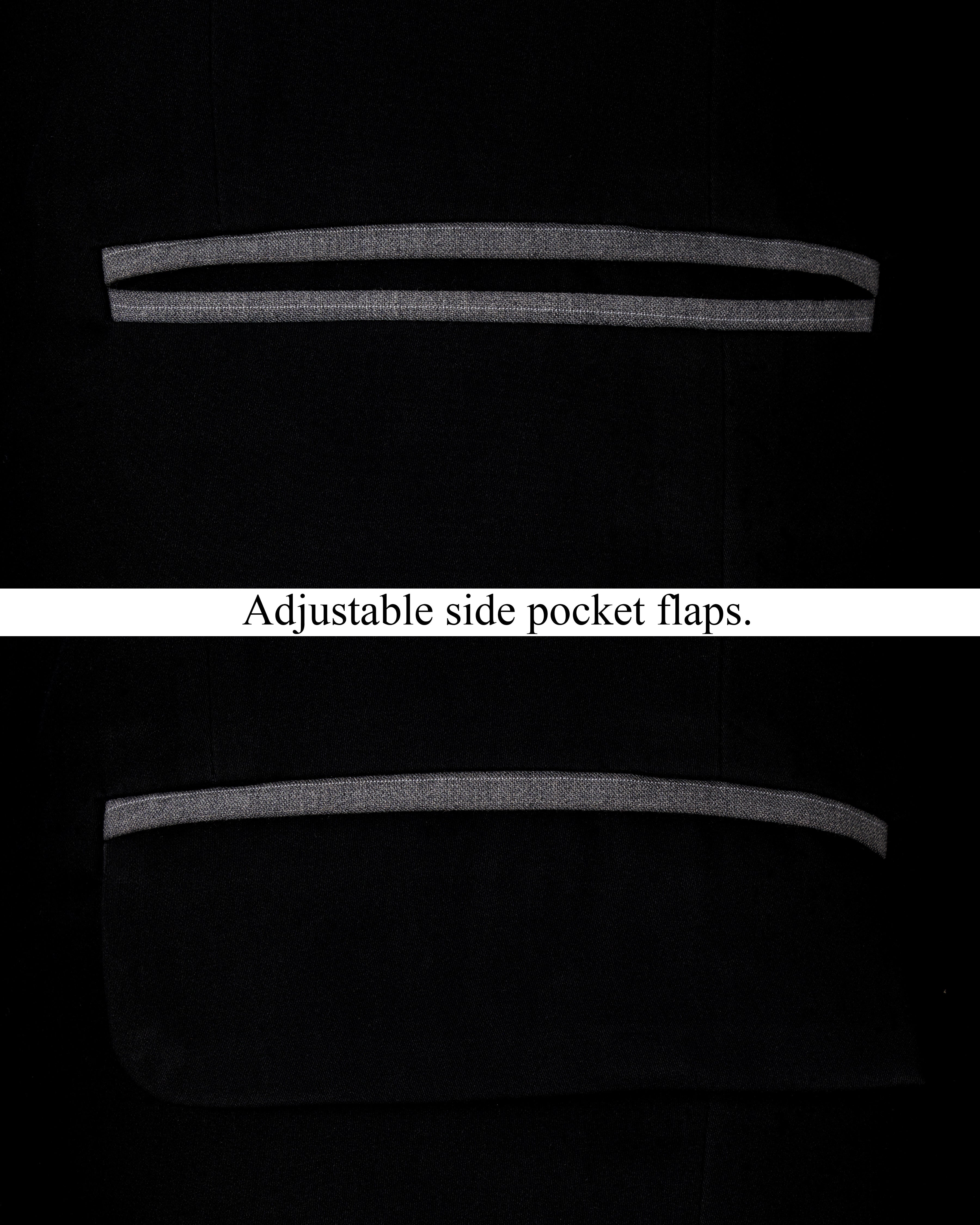 Korean Black with Gray Single Breasted Designer Blazer BL2542-SBP-D246-36, BL2542-SBP-D246-38, BL2542-SBP-D246-40, BL2542-SBP-D246-42, BL2542-SBP-D246-44, BL2542-SBP-D246-46, BL2542-SBP-D246-48, BL2542-SBP-D246-50, BL2542-SBP-D246-54, BL2542-SBP-D246-54, BL2542-SBP-D246-56, BL2542-SBP-D246-58, BL2542-SBP-D246-60