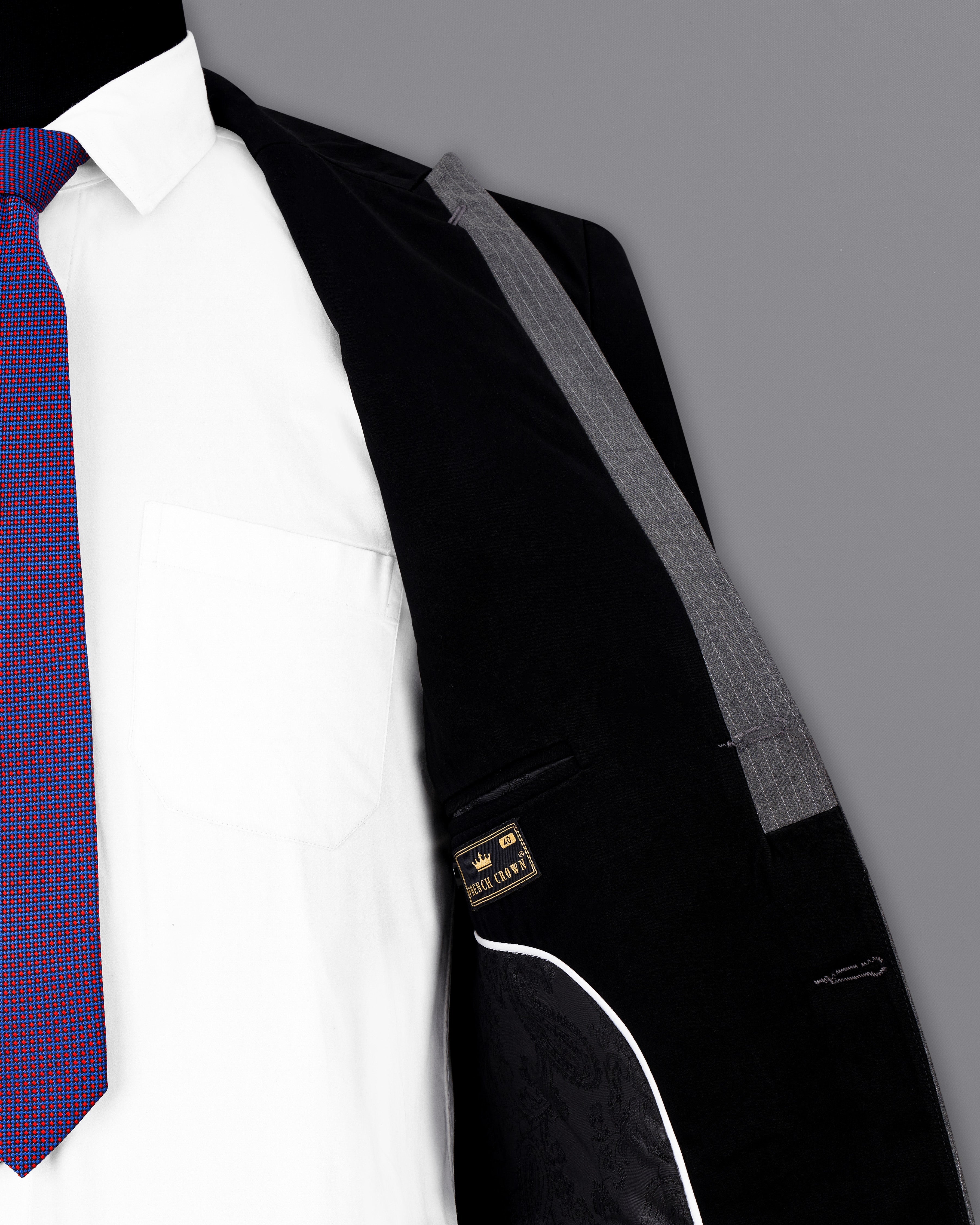 Korean Black with Gray Single Breasted Designer Blazer BL2542-SBP-D246-36, BL2542-SBP-D246-38, BL2542-SBP-D246-40, BL2542-SBP-D246-42, BL2542-SBP-D246-44, BL2542-SBP-D246-46, BL2542-SBP-D246-48, BL2542-SBP-D246-50, BL2542-SBP-D246-54, BL2542-SBP-D246-54, BL2542-SBP-D246-56, BL2542-SBP-D246-58, BL2542-SBP-D246-60
