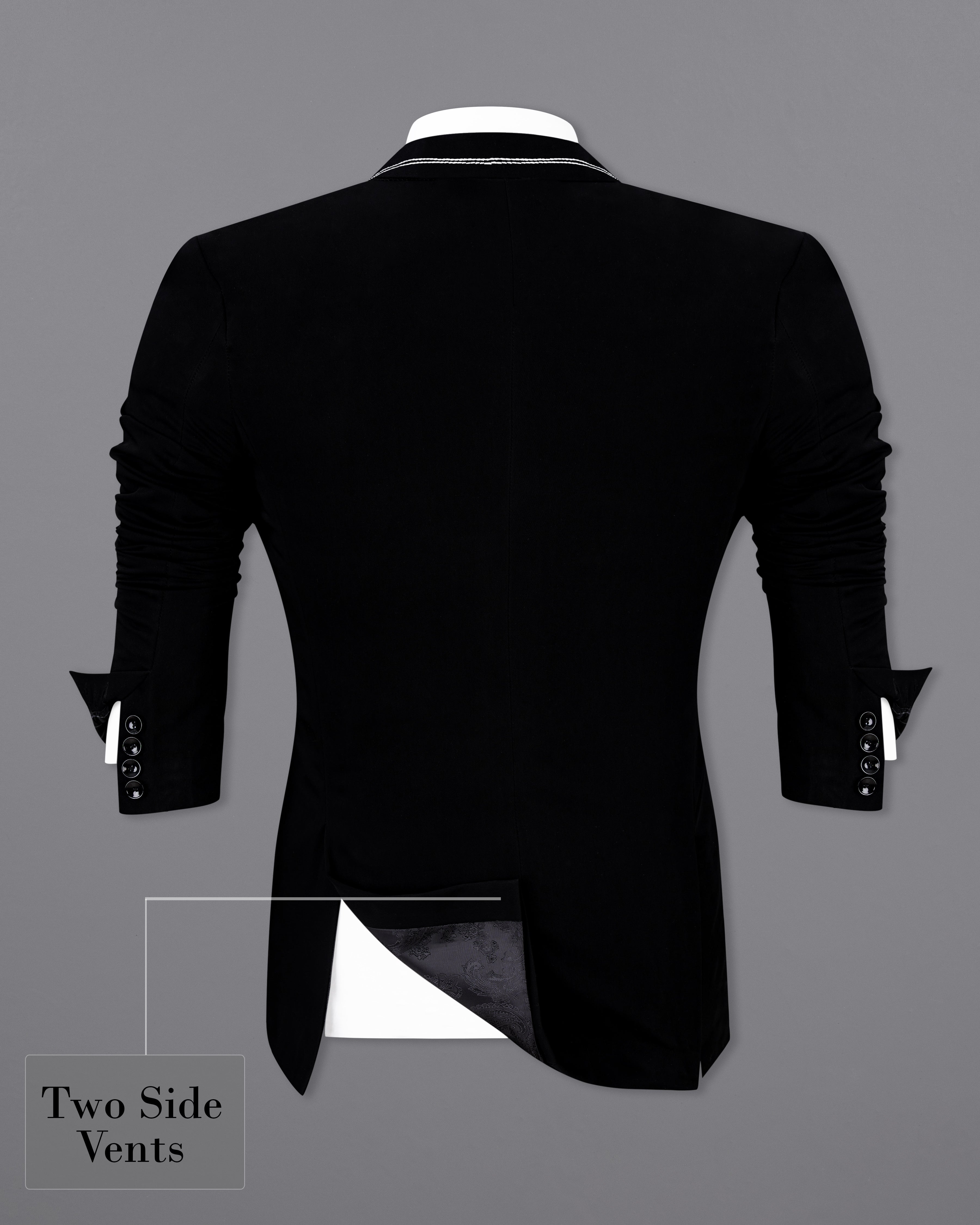Korean  Black (The Best Black On This Planet) Embroidered Single Breasted Designer Signature Blazer BL2561-SB-PP-D244-36, BL2561-SB-PP-D244-38, BL2561-SB-PP-D244-40, BL2561-SB-PP-D244-42, BL2561-SB-PP-D244-44, BL2561-SB-PP-D244-46, BL2561-SB-PP-D244-48, BL2561-SB-PP-D244-50,, BL2561-SB-PP-D244-52, BL2561-SB-PP-D244-54, BL2561-SB-PP-D244-56, BL2561-SB-PP-D244-58, BL2561-SB-PP-D244-60