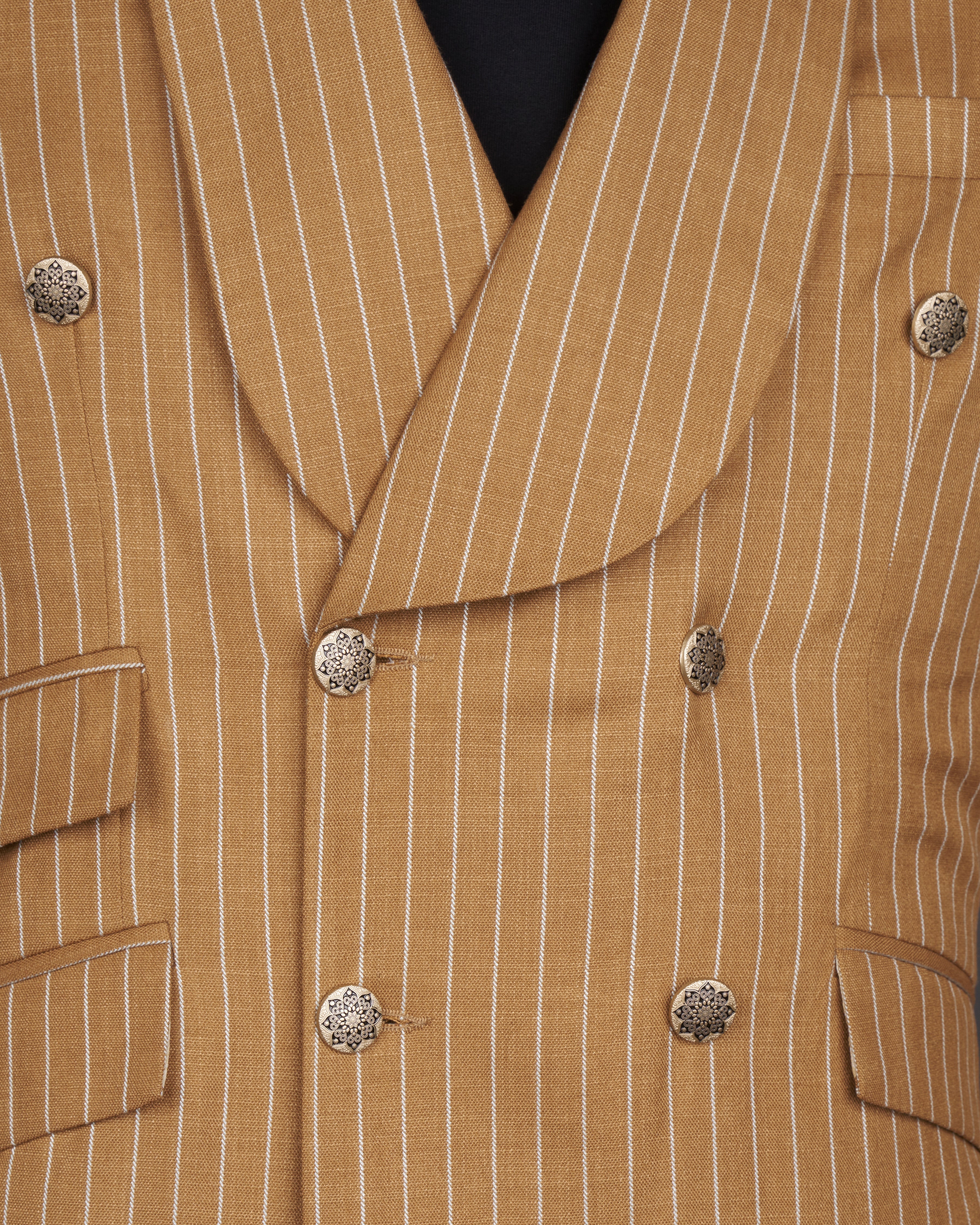 Clay Brown with White Striped Double Breasted Designer Blazer BL2615-DB-GB-D270-36, BL2615-DB-GB-D270-38, BL2615-DB-GB-D270-40, BL2615-DB-GB-D270-42, BL2615-DB-GB-D270-44, BL2615-DB-GB-D270-46, BL2615-DB-GB-D270-48, BL2615-DB-GB-D270-50, BL2615-DB-GB-D270-52, BL2615-DB-GB-D270-54, BL2615-DB-GB-D270-56, BL2615-DB-GB-D270-58, BL2615-DB-GB-D270-60