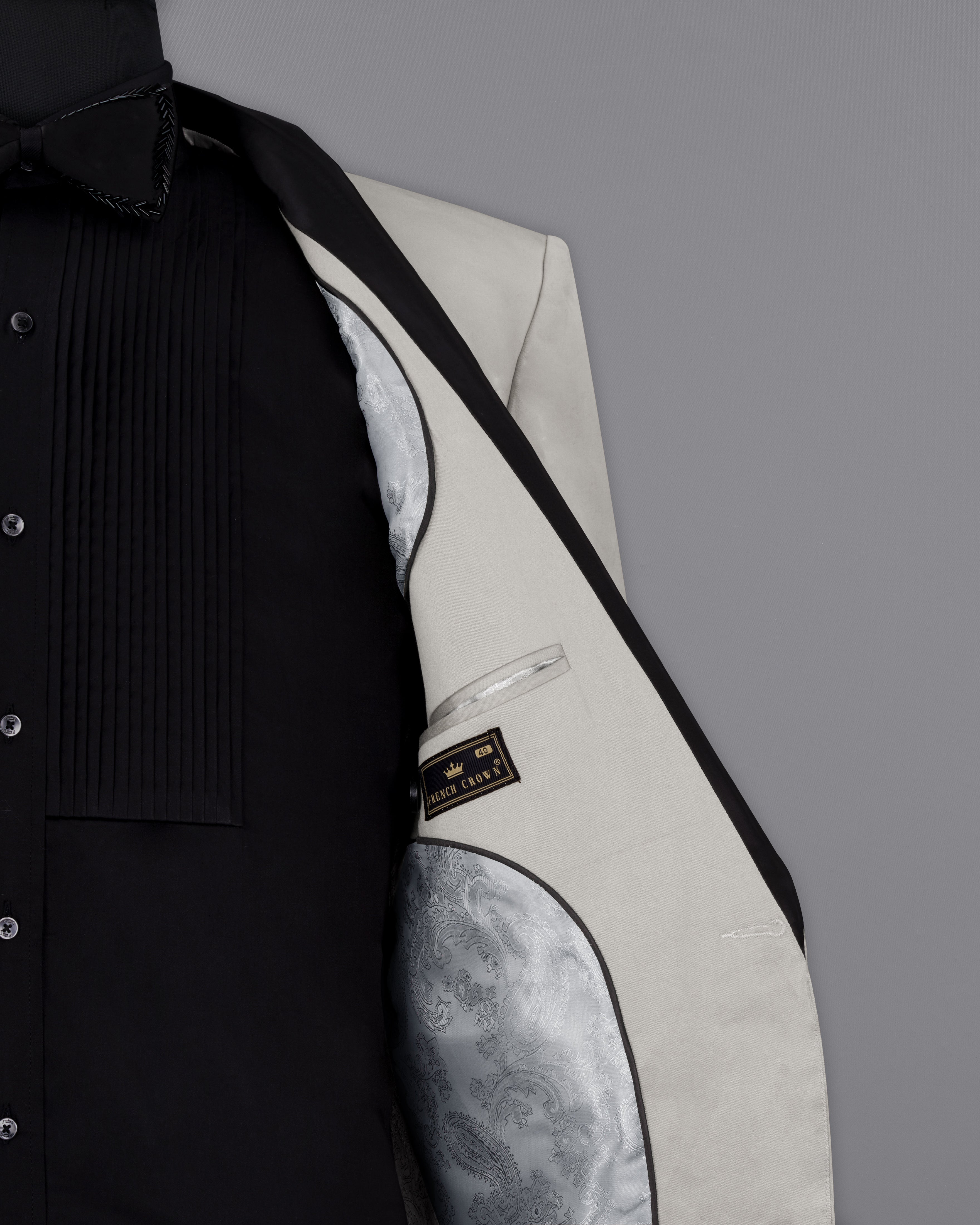 Martini Gray Tuxedo Premium Cotton Stretchable Blazer BL2671-BKL-36, BL2671-BKL-38, BL2671-BKL-40, BL2671-BKL-42, BL2671-BKL-44, BL2671-BKL-46, BL2671-BKL-48, BL2671-BKL-50, BL2671-BKL-52, BL2671-BKL-54, BL2671-BKL-56, BL2671-BKL-58, BL2671-BKL-60
