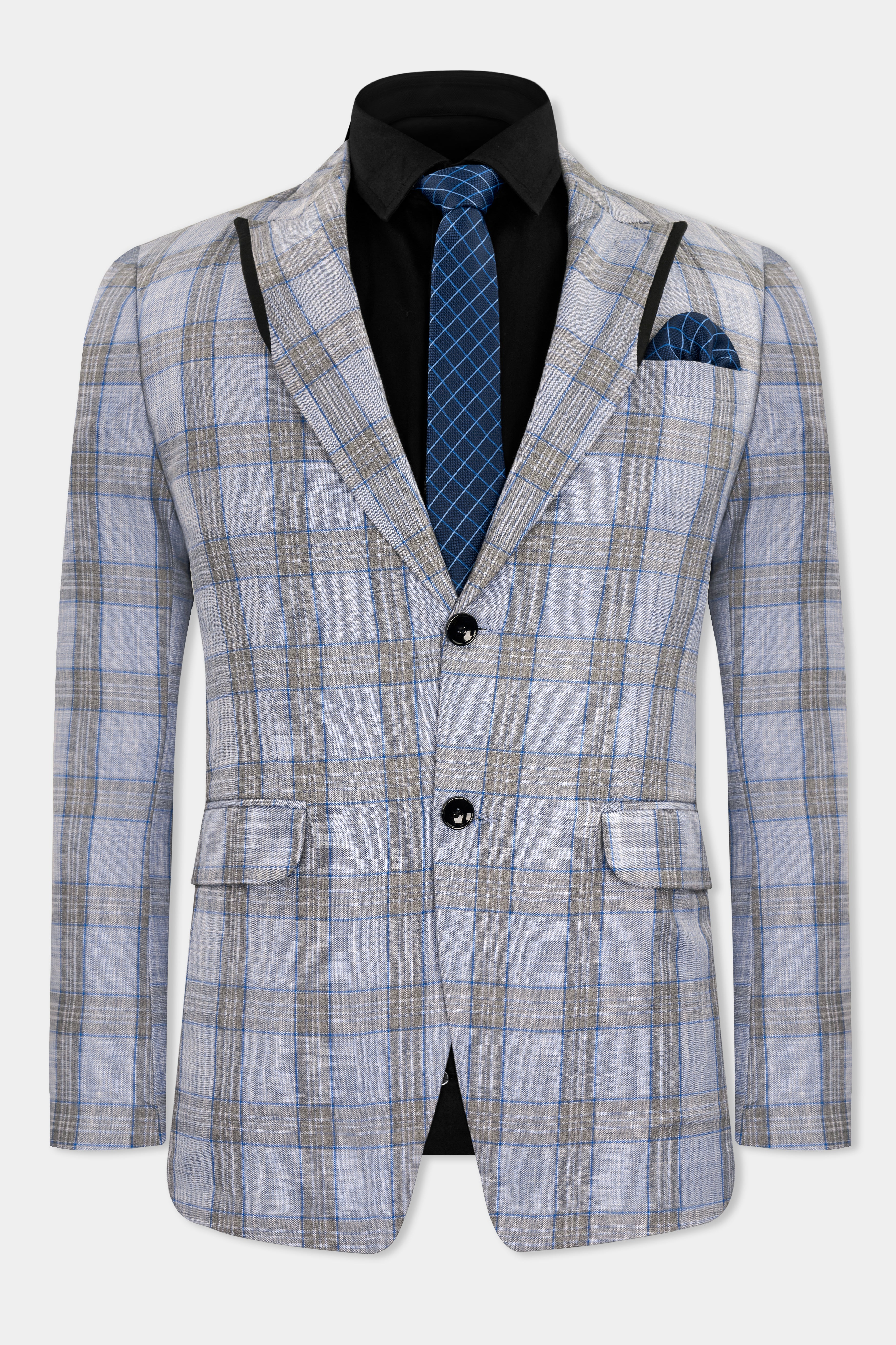 Slate Gray with Tapa Brown Plaid Wool Rich Designer Blazer BL2743-SB-D154-36, BL2743-SB-D154-38, BL2743-SB-D154-40, BL2743-SB-D154-42, BL2743-SB-D154-44, BL2743-SB-D154-46, BL2743-SB-D154-48, BL2743-SB-D154-50, BL2743-SB-D154-52, BL2743-SB-D154-54, BL2743-SB-D154-56, BL2743-SB-D154-58, BL2743-SB-D154-60