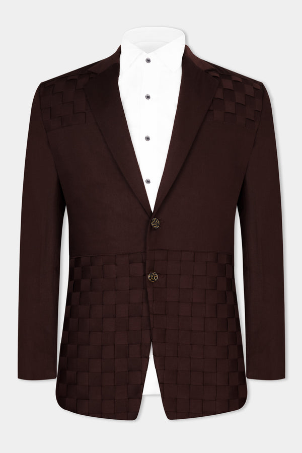 Eclipse Brown Checked Premium Cotton Designer Blazer