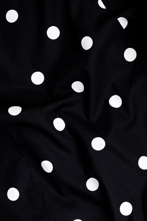 Jade Black with White Polka Dotted Premium Cotton Designer Blazer