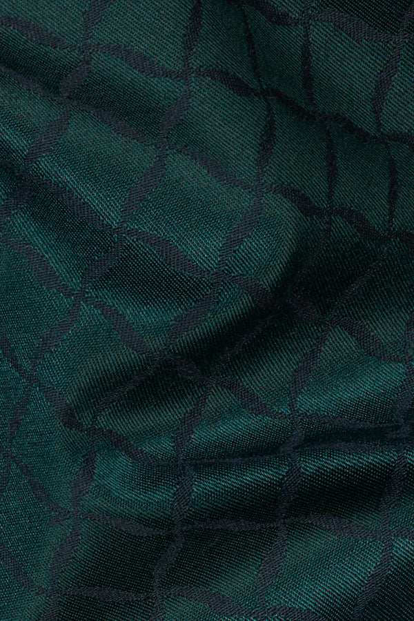 Everglade Green Jacquard Textured Designer Tuxedo Blazer