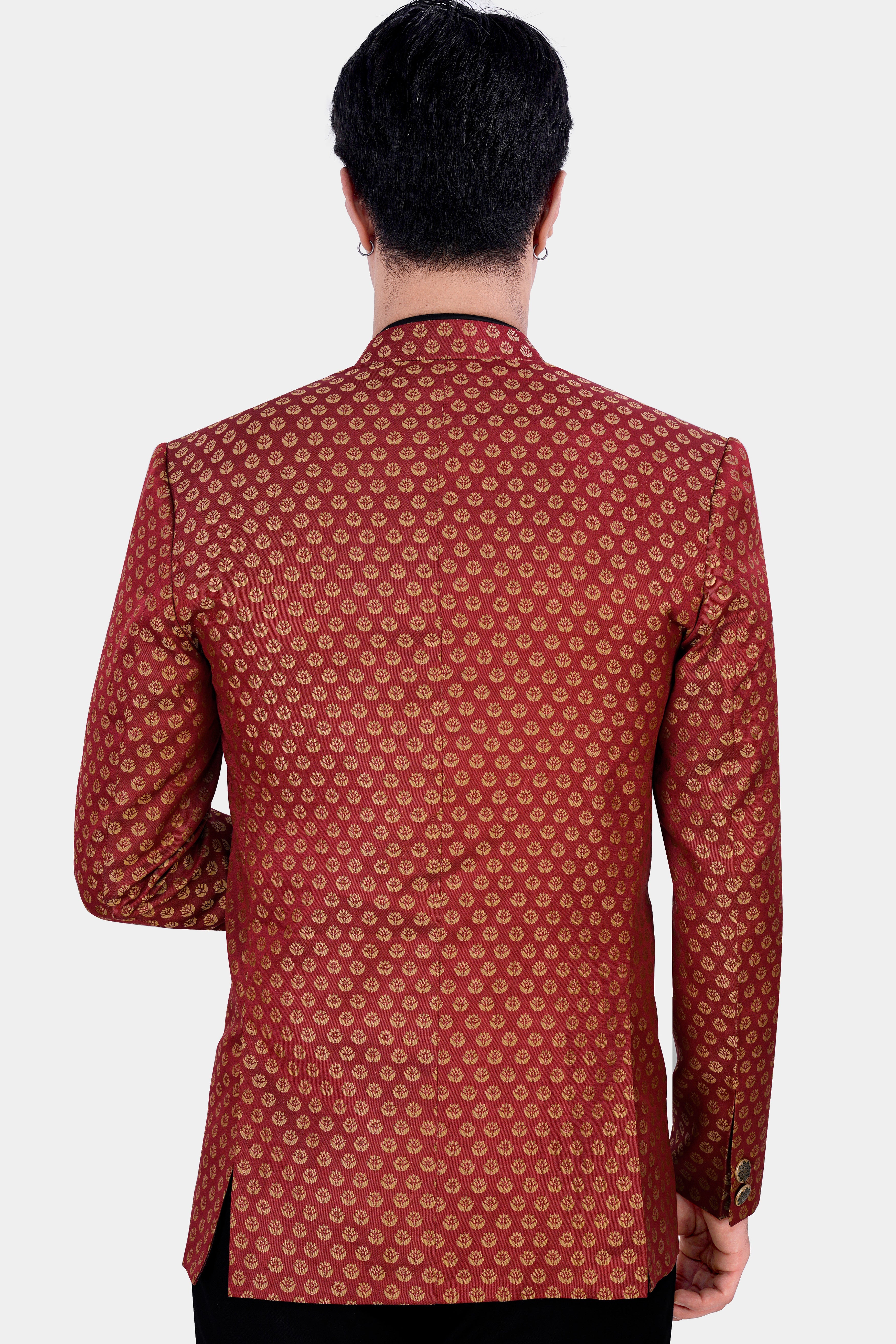 Rose Vale Red and Fawn Brown Textured Bandhgala Designer Blazer BL2863-BG-D319-36, BL2863-BG-D319-38, BL2863-BG-D319-40, BL2863-BG-D319-42, BL2863-BG-D319-44, BL2863-BG-D319-46, BL2863-BG-D319-48, BL2863-BG-D319-50, BL2863-BG-D319-52, BL2863-BG-D319-54, BL2863-BG-D319-56, BL2863-BG-D319-58, BL2863-BG-D319-60
