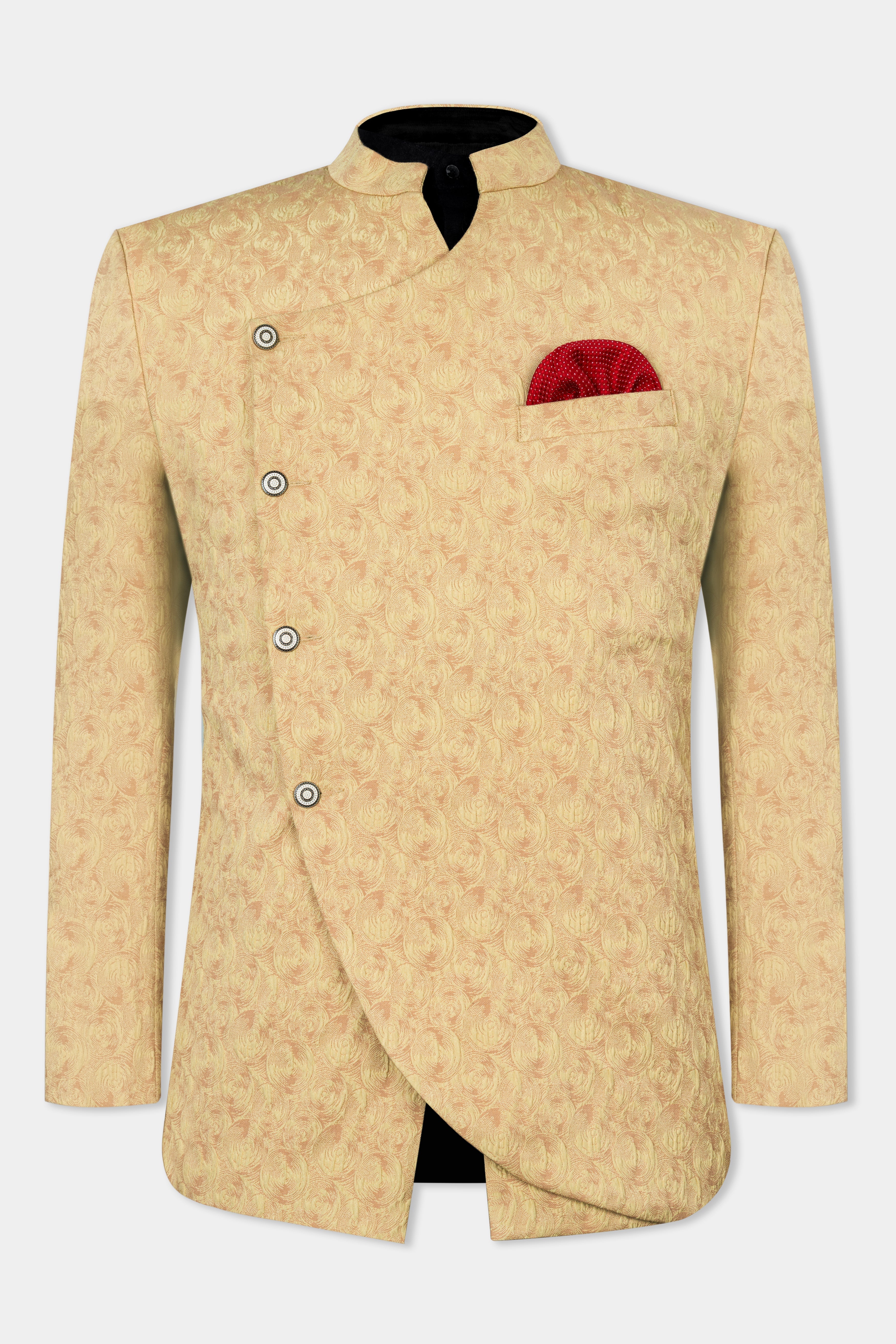 Putty Brown Textured Cross Buttoned Bandhgala Designer Blazer BL2866-D432-36, BL2866-D432-38, BL2866-D432-40, BL2866-D432-42, BL2866-D432-44, BL2866-D432-46, BL2866-D432-48, BL2866-D432-50, BL2866-D432-66, BL2866-D432-54, BL2866-D432-56, BL2866-D432-58, BL2866-D432-60