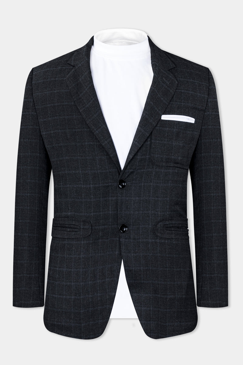 Vulcan Black with Marengo Gray Windowpane Tweed Designer Blazer