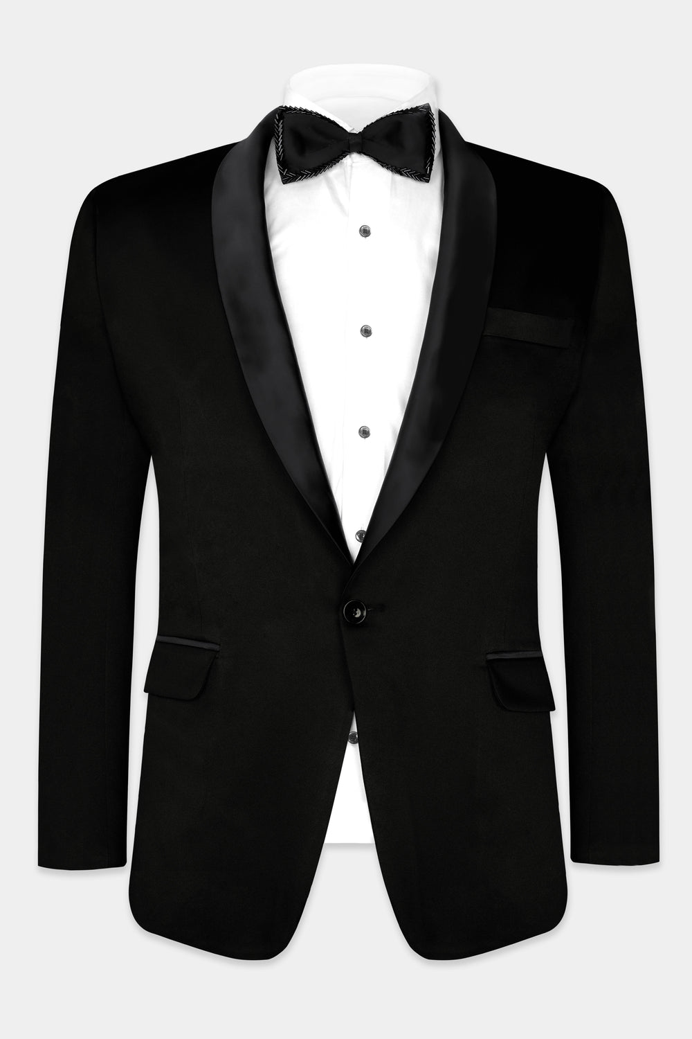 JADE BLACK WOOL RICH TUXEDO BLAZER