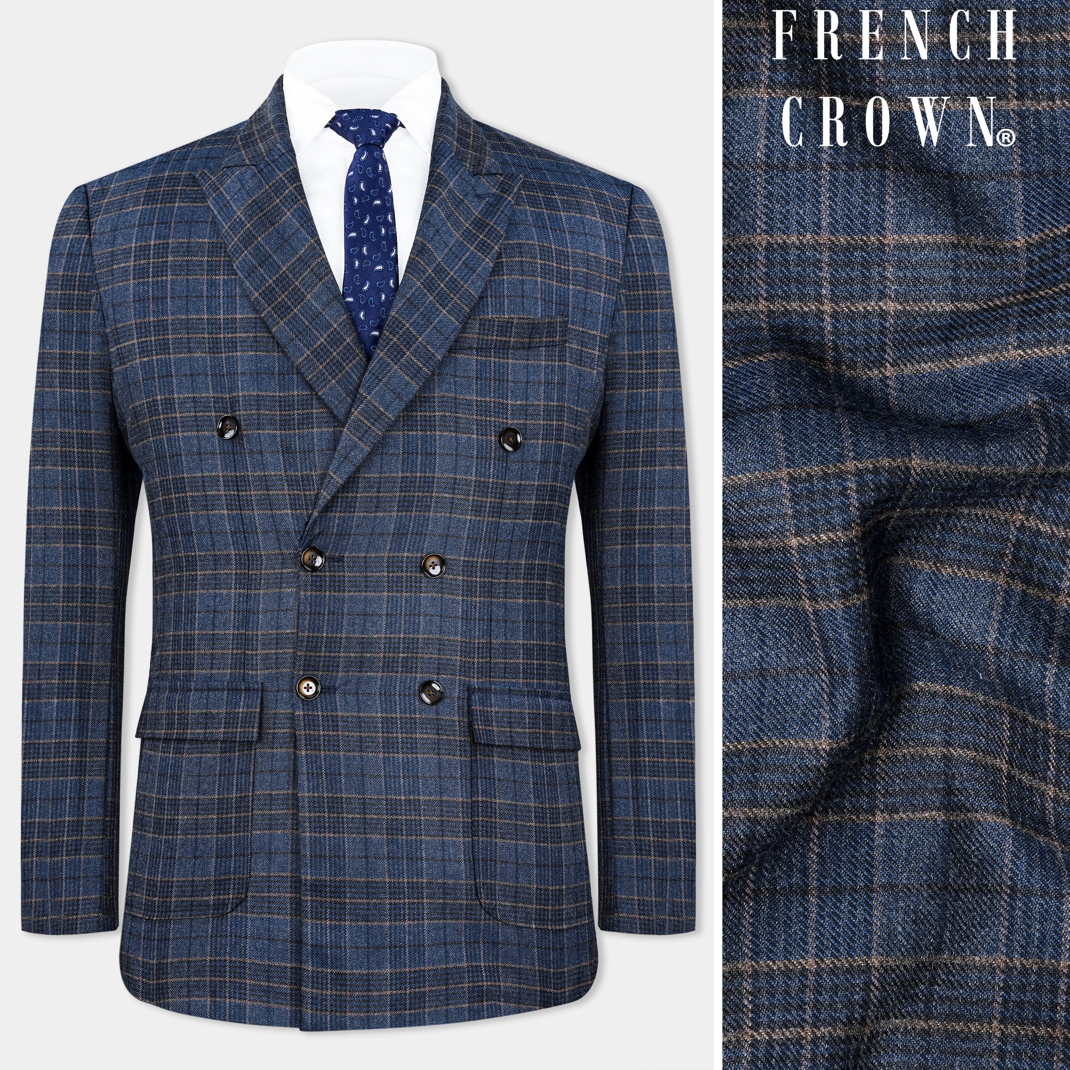 BLUELEA ブルレア　Double button tweed jacket Erica_Royal_Blue_Tweed_Double_