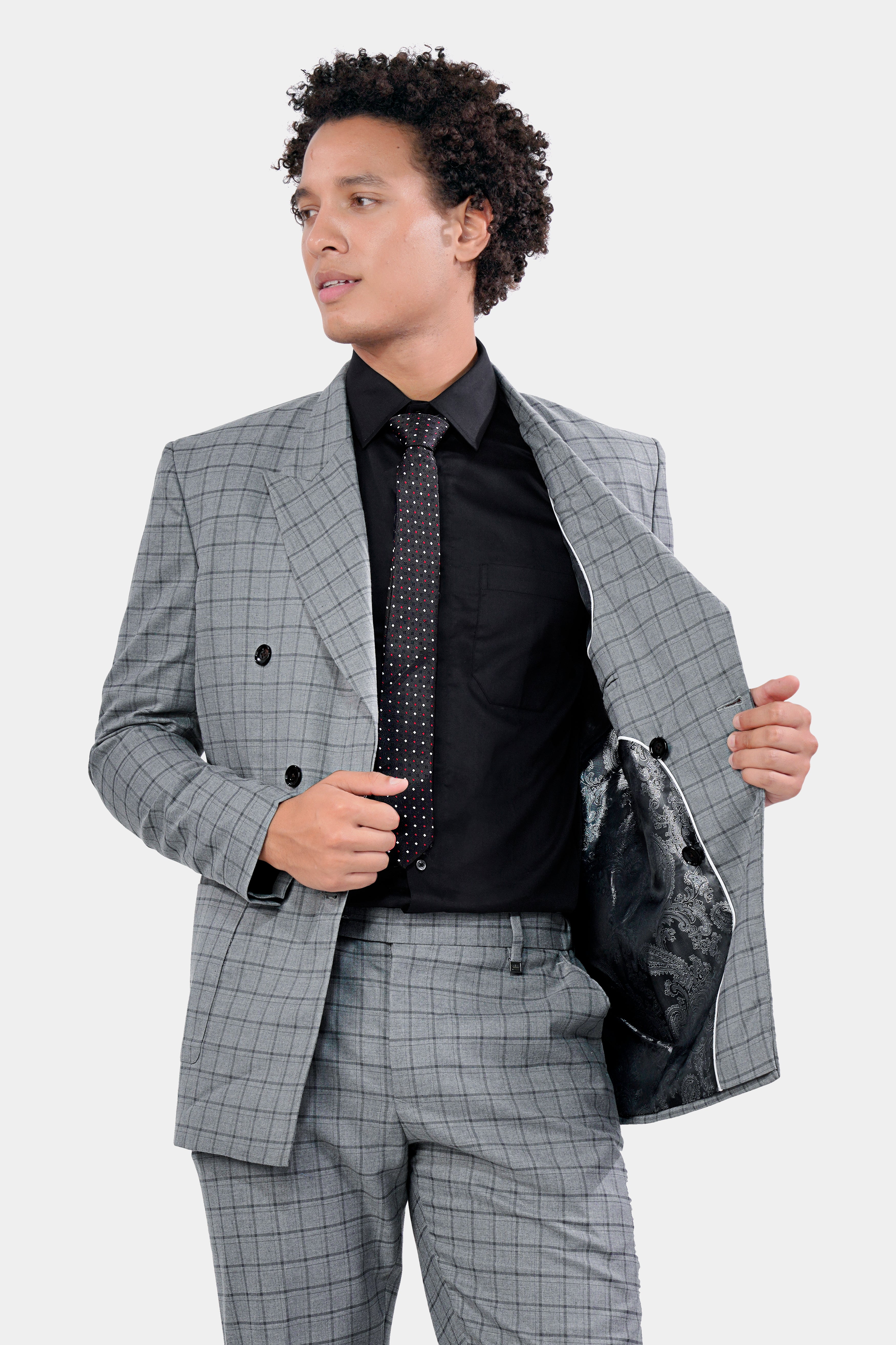 Boulder Gray Checkered Wool Rich Double Breasted Blazer BL2930-DB-PP-36, BL2930-DB-PP-38, BL2930-DB-PP-40, BL2930-DB-PP-42, BL2930-DB-PP-44, BL2930-DB-PP-46, BL2930-DB-PP-48, BL2930-DB-PP-50, BL2930-DB-PP-52, BL2930-DB-PP-54, BL2930-DB-PP-56, BL2930-DB-PP-58, BL2930-DB-PP-60