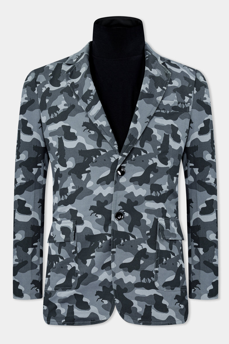 Oslo Gray with Graphite Gray Printed Premium Cotton Blazer