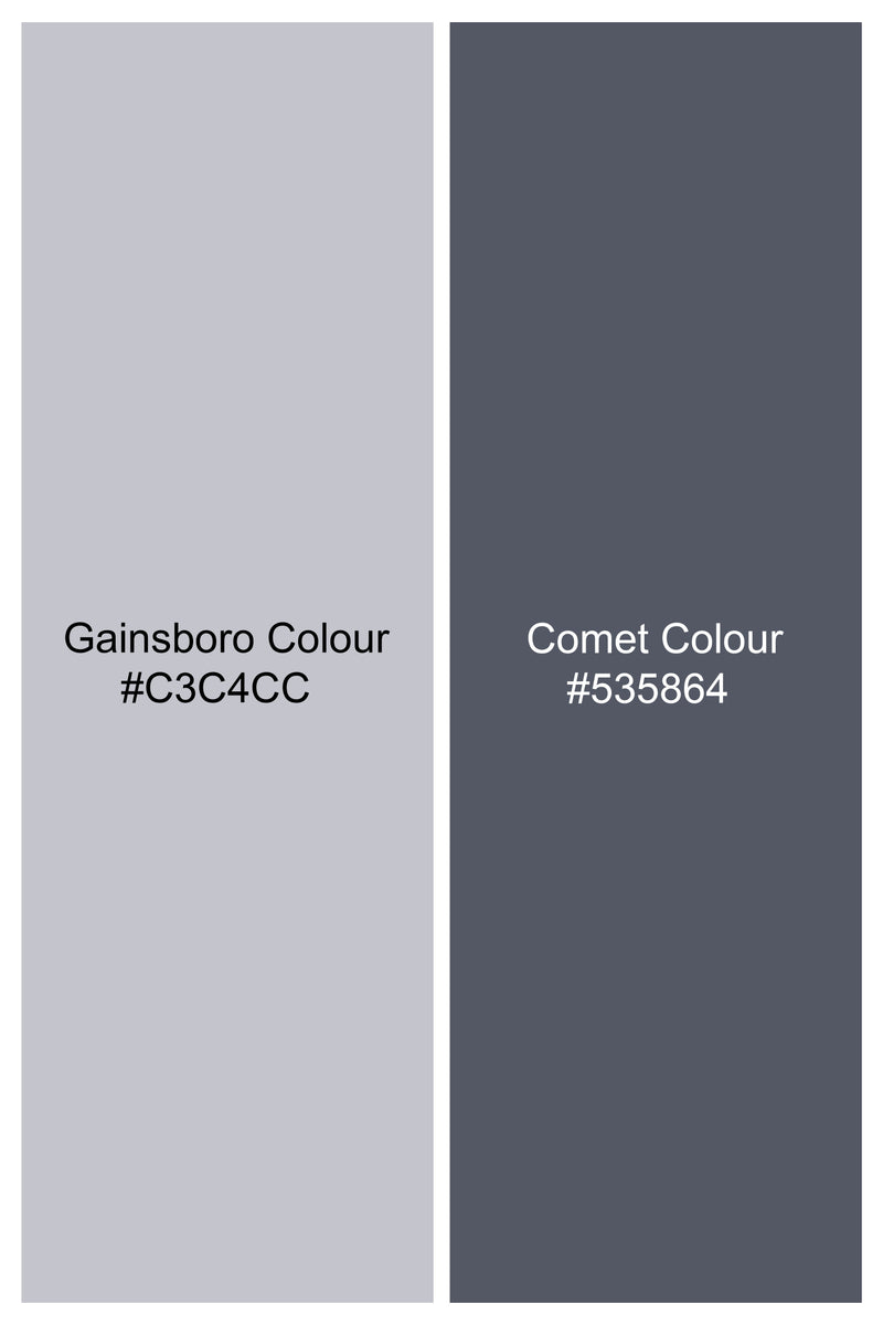 Gainsboro and Comet Gray Leaves Printed Premium Cotton Blazer