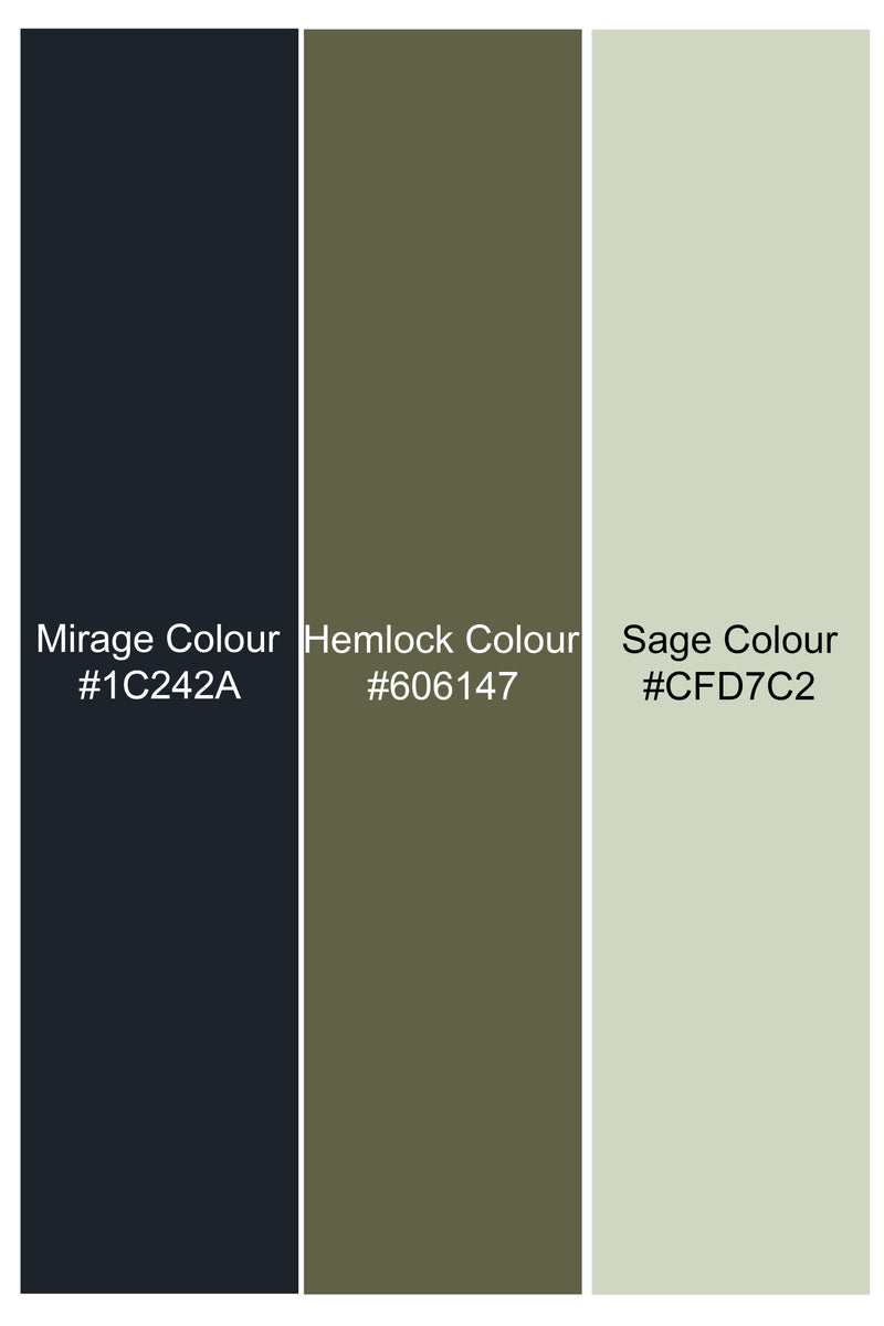 Mirage Black and Sage Green Printed Premium Cotton Single-Breasted Blazer