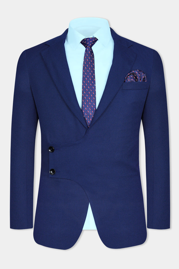 Cloud Burst Blue Wool Rich Designer Blazer