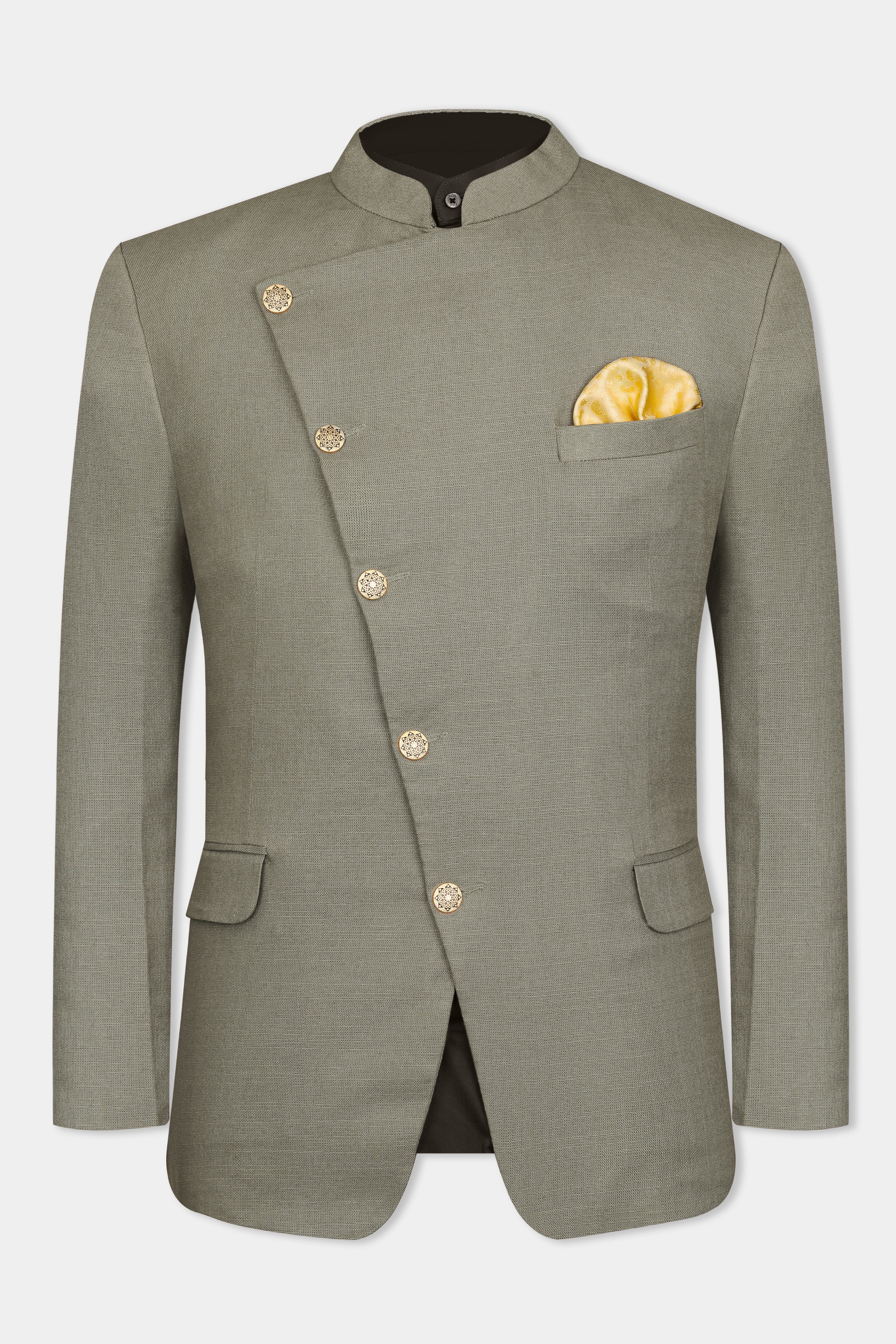 Basil Green Textured Premium wool blend Double Breasted Blazer For