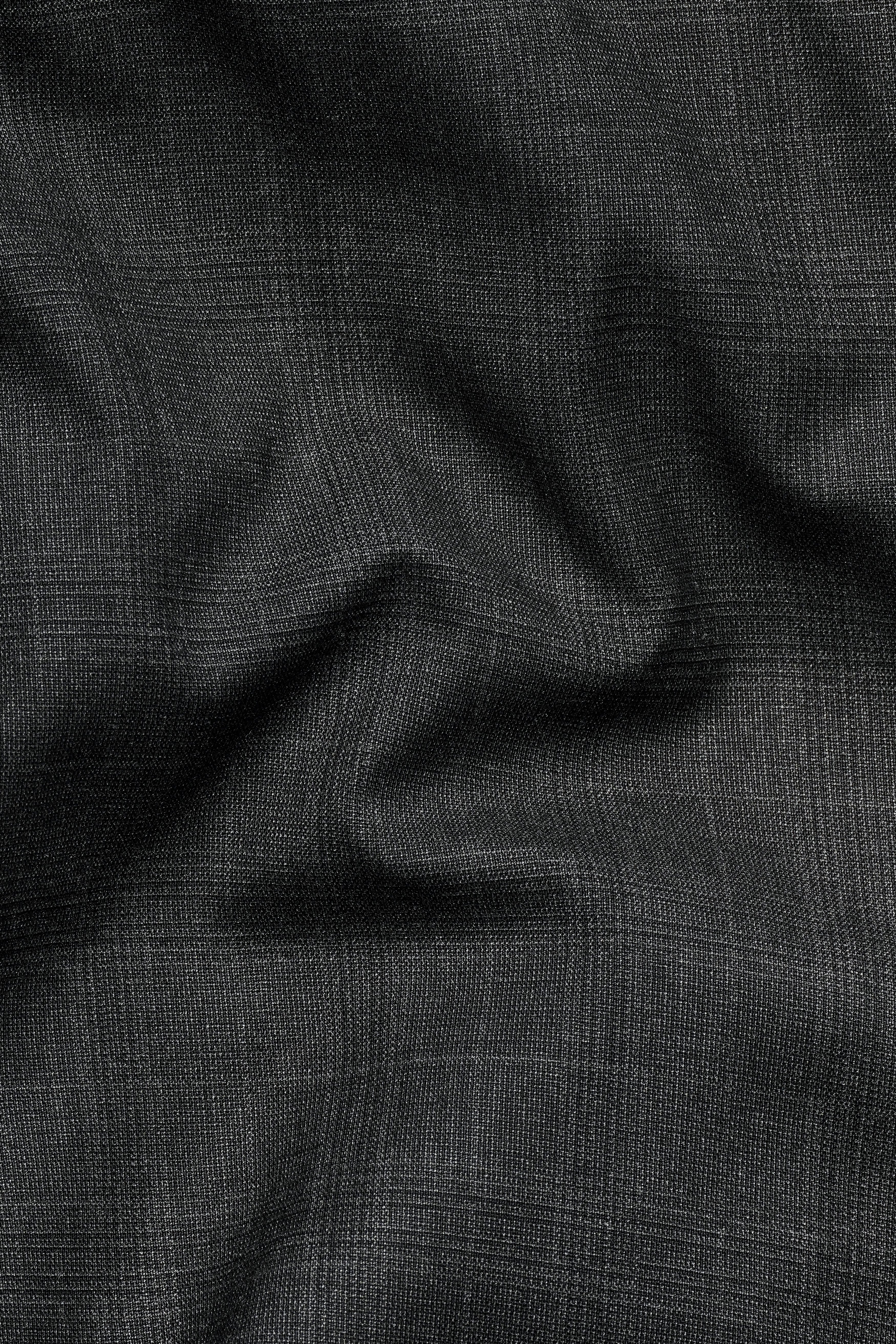 Iridium Gray Subtle Checkered Wool Rich Cross Buttoned Bandhgala Blazer