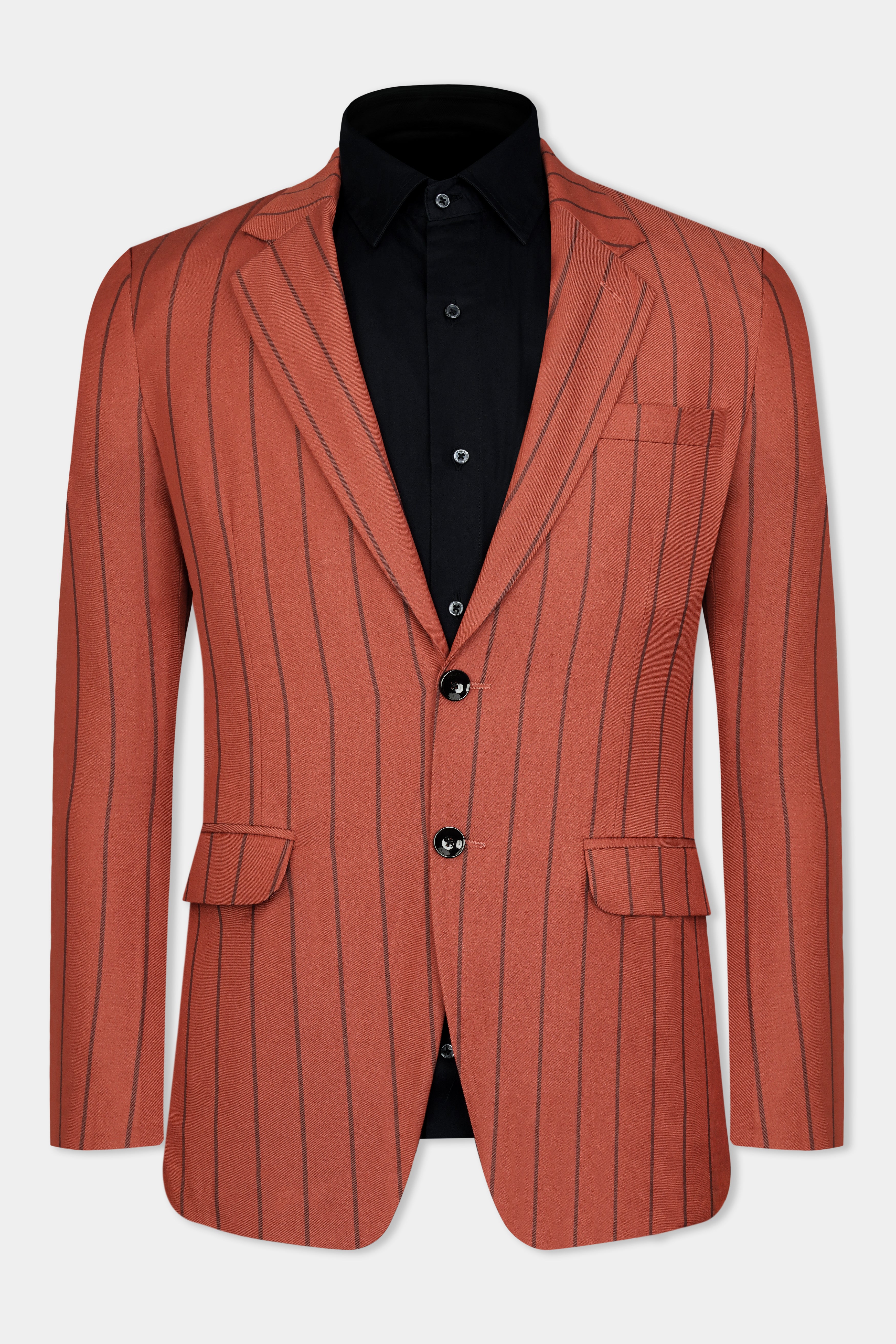Mojo Red Striped Wool Rich Blazer