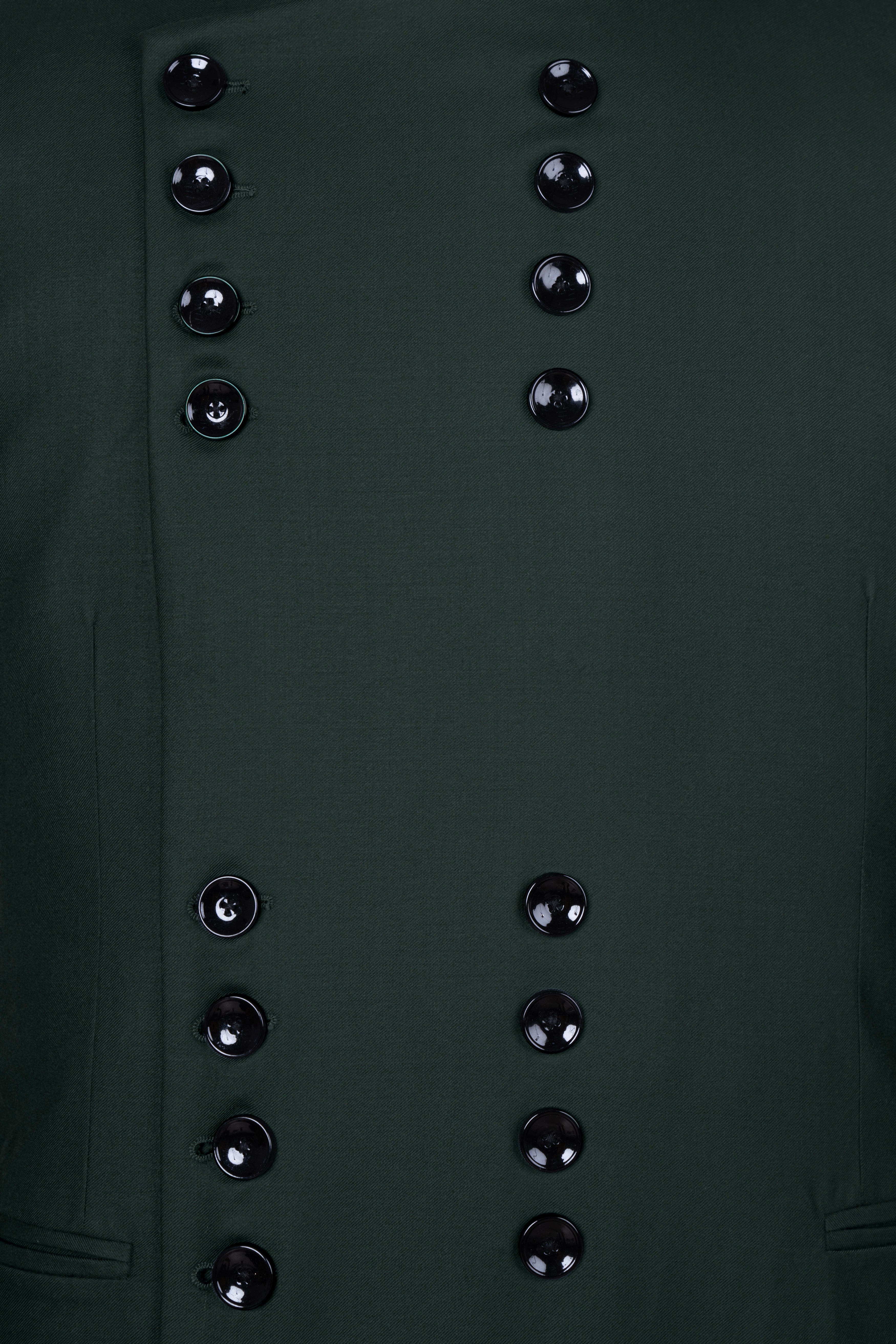 Celtic Green Wool Rich Bandhgala Designer Blazer