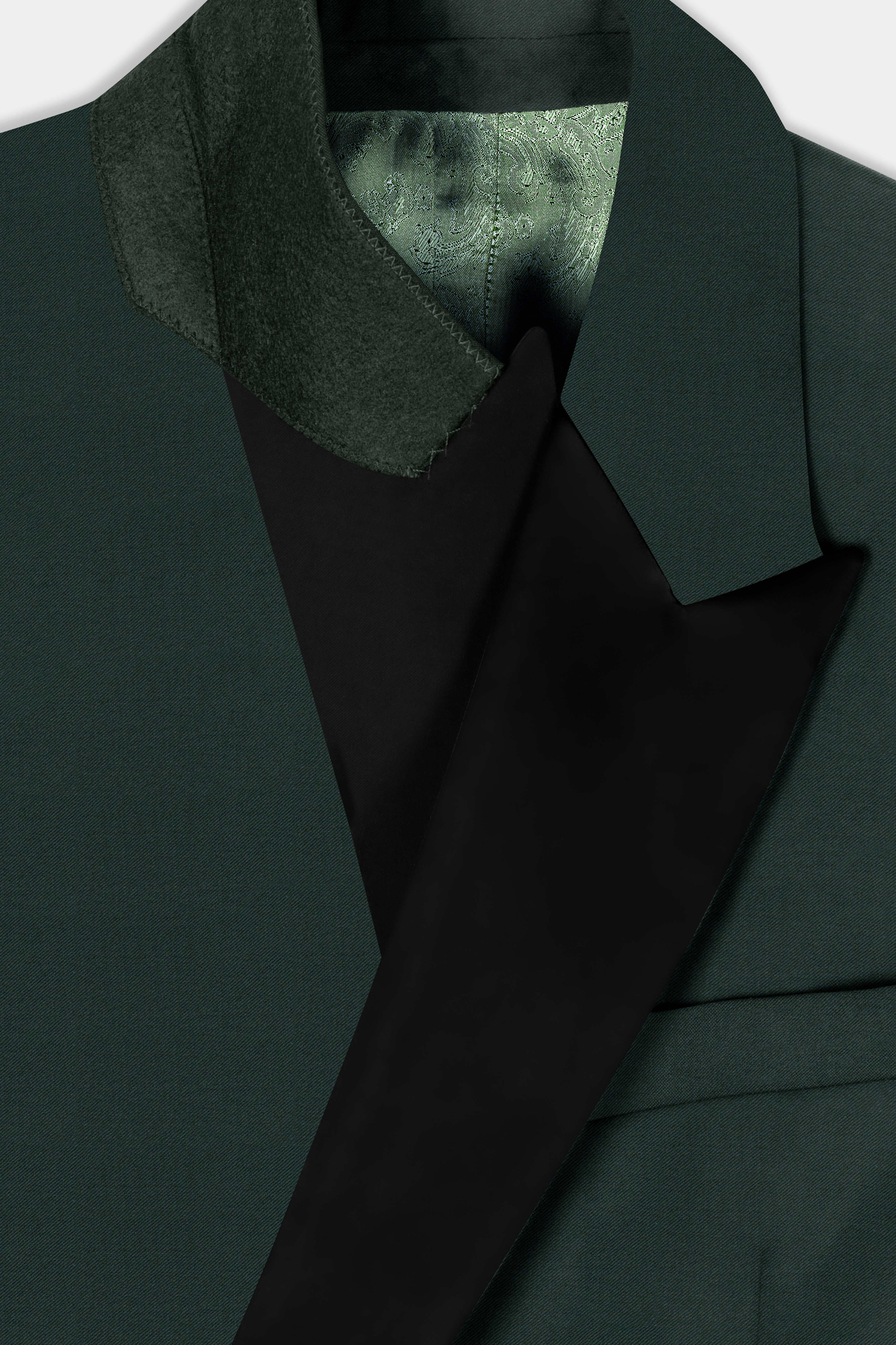 Celtic Green Wool Rich Peak Collar Tuxedo Blazer