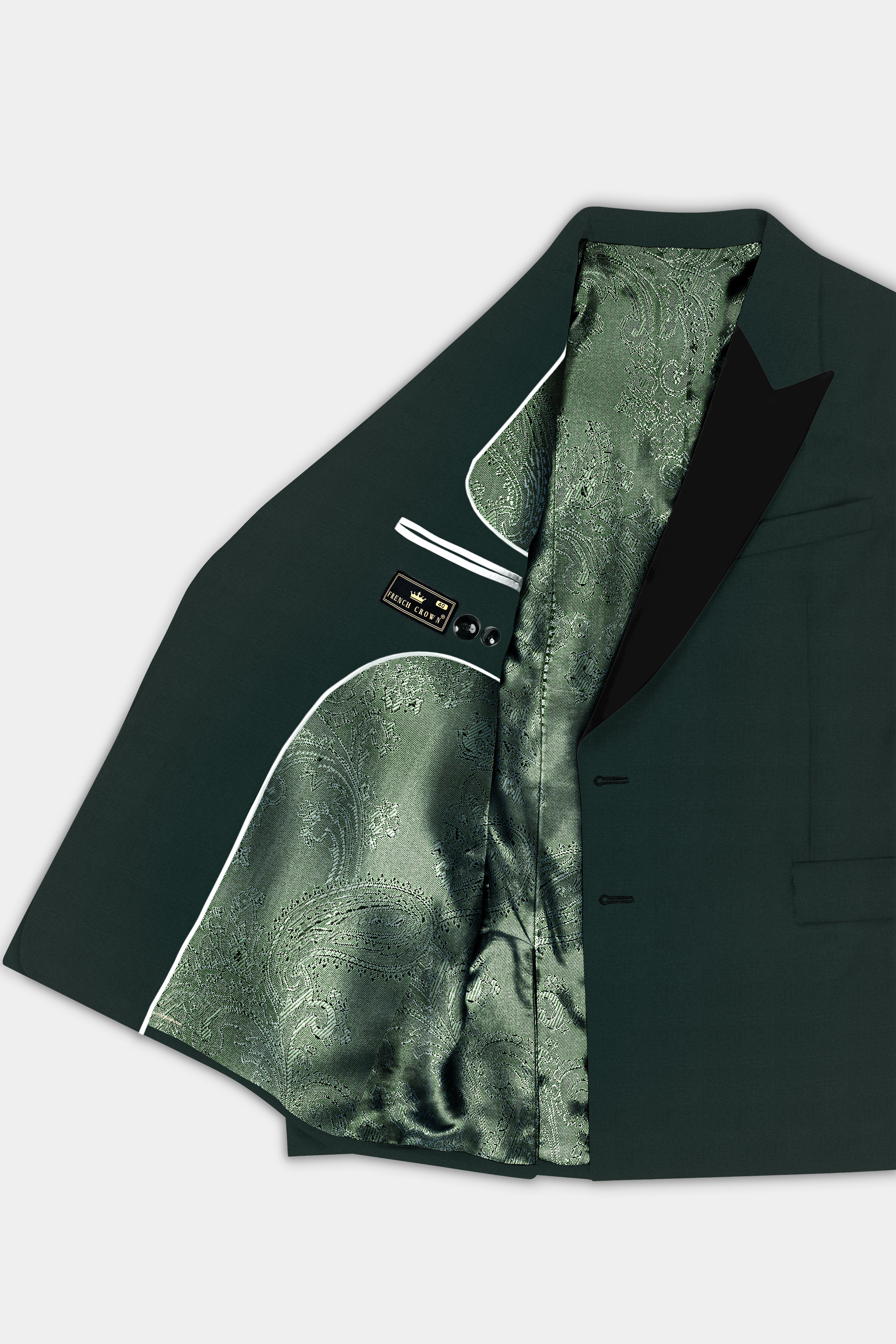 Celtic Green Wool Rich Peak Collar Tuxedo Blazer