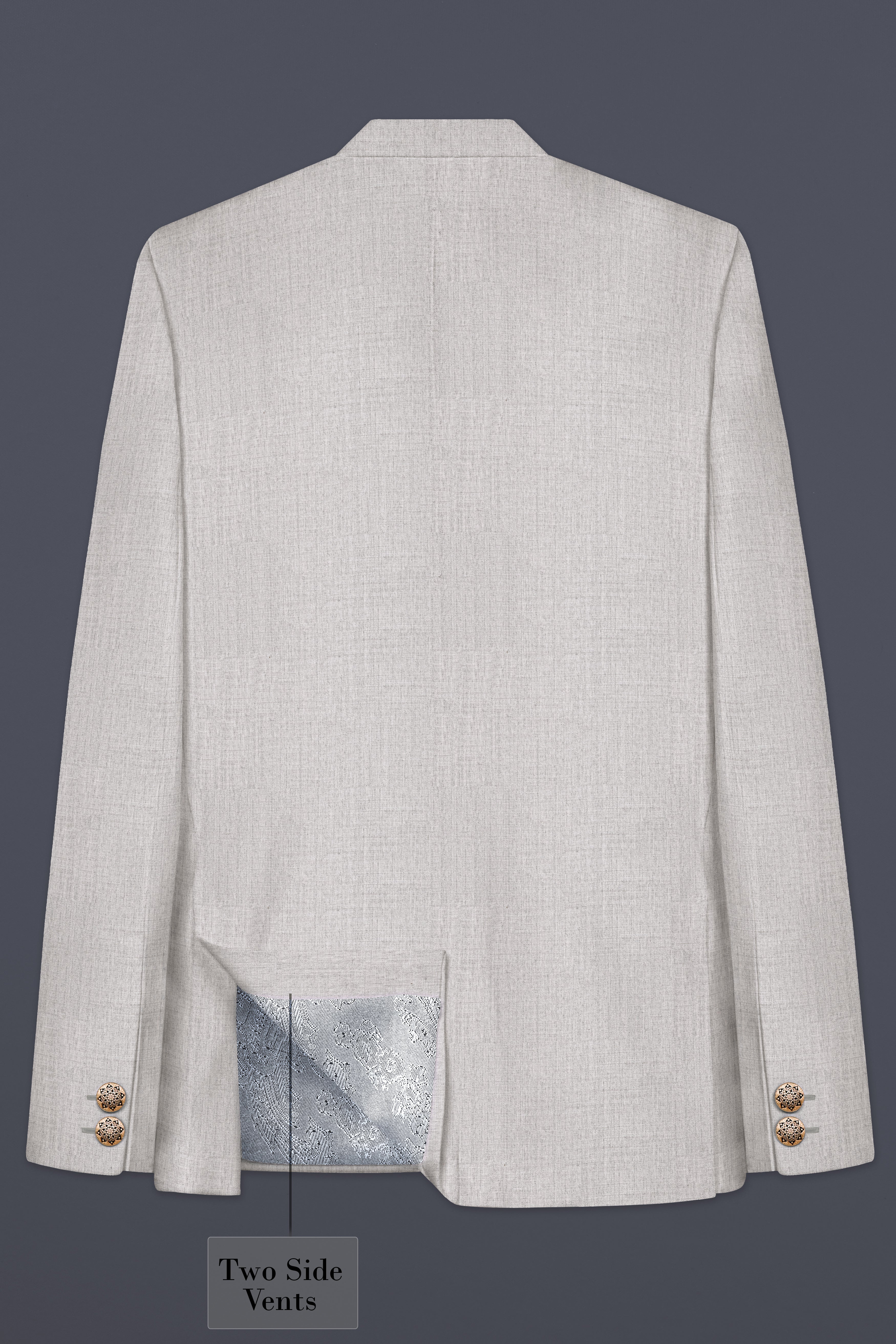 Martini Cream Textured Wool Rich Bandhgala Blazer